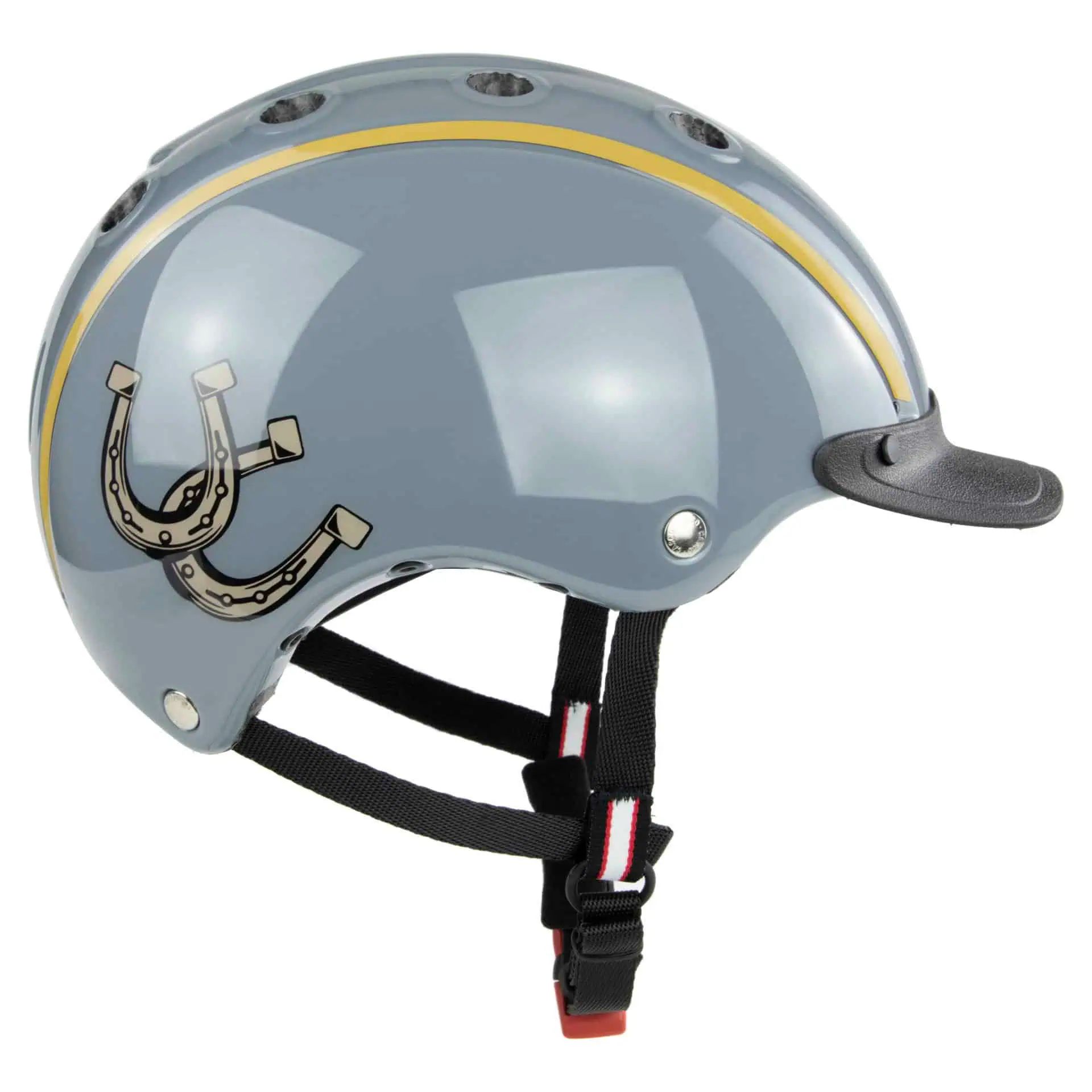Casco NORI cască echitație copii gri cal norocos, ski, vedere laterală