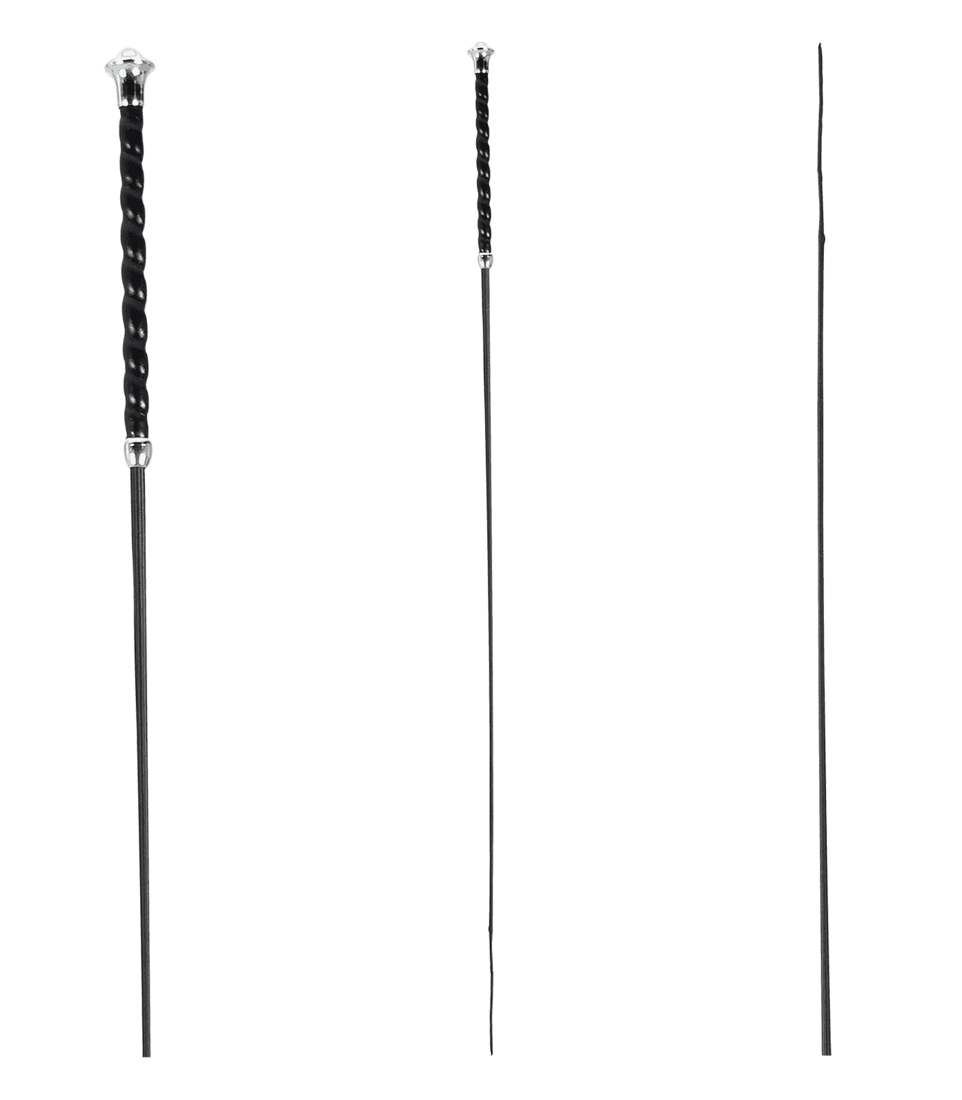 Waldhausen Cravache de Dressage Classic, Noire avec Ferrures Argentées, 130 cm