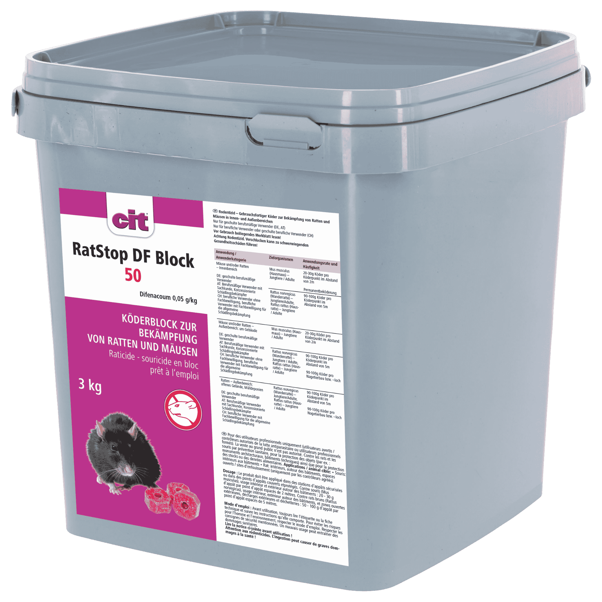 Rattenblock, Rattengift, Rattenblock, 3 kg, Verpackungsetikett, Rattengift, RatBlock, Schädlingsbekämpfung, 3 kg, Blockform