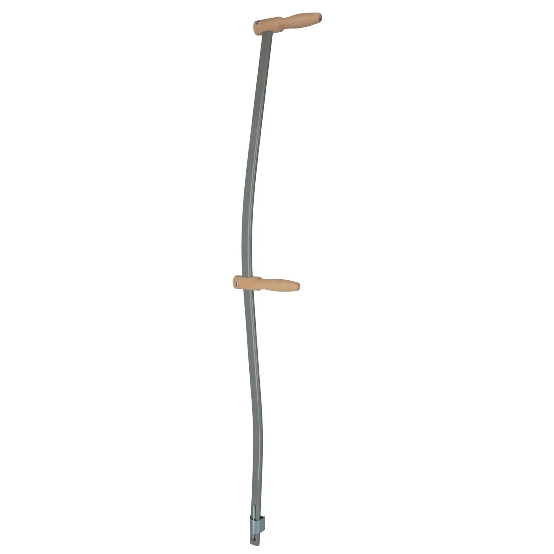 Curved Scythe Handle 150 cm, Steel Tube with 2 Replaceable Wooden Grips