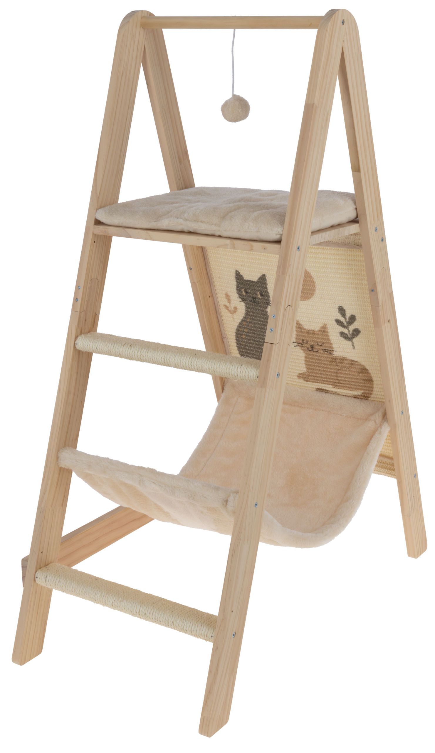 Kerbl Kletterturm Ladder aus Massivholz, 104 x 74 x 41 cm, beige