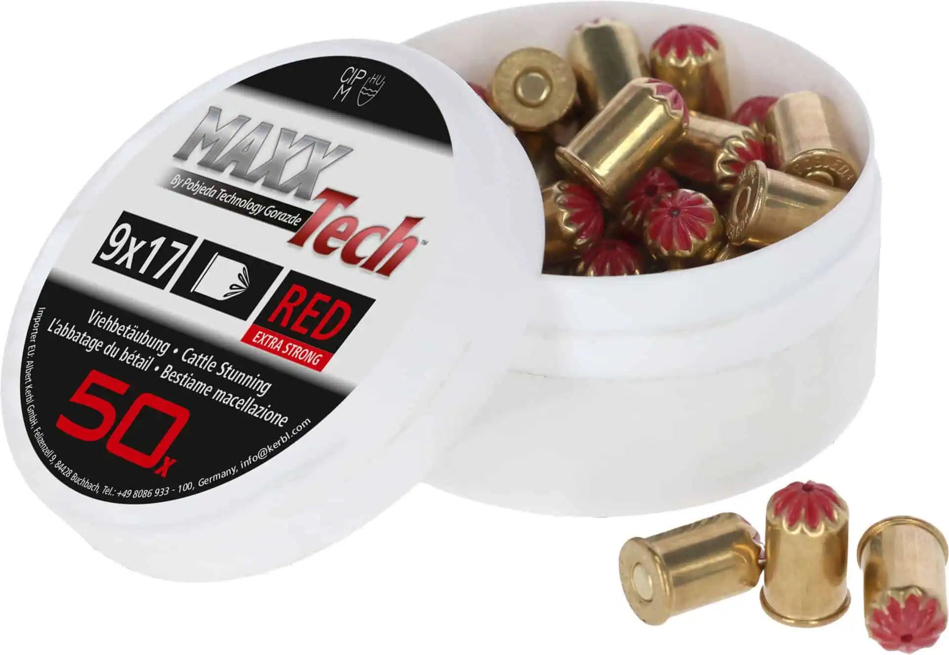 MAXXTech Cartucce per pistola abbattibuoi 9 x17 mm rosso (50 pz.)