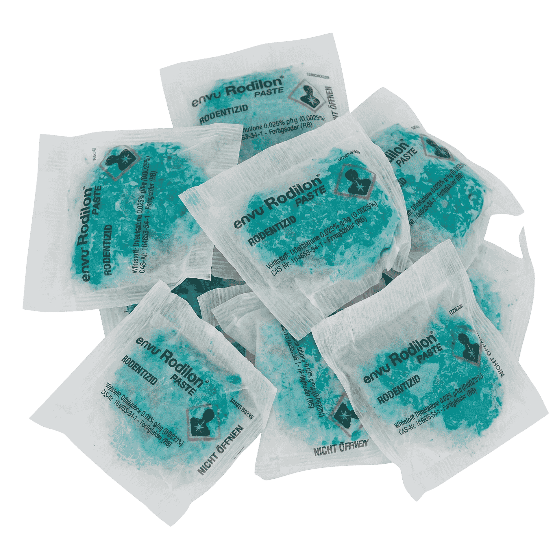 Rodentizid, Paste, Blaugrün, Pakete, eingewickelt