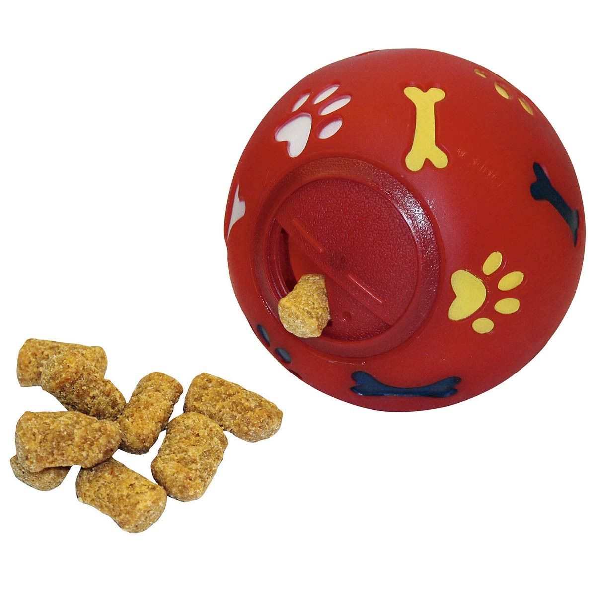 Kerbl Dog Snack Ball, Red Ø 11cm Treat Dispensing Toy, application example