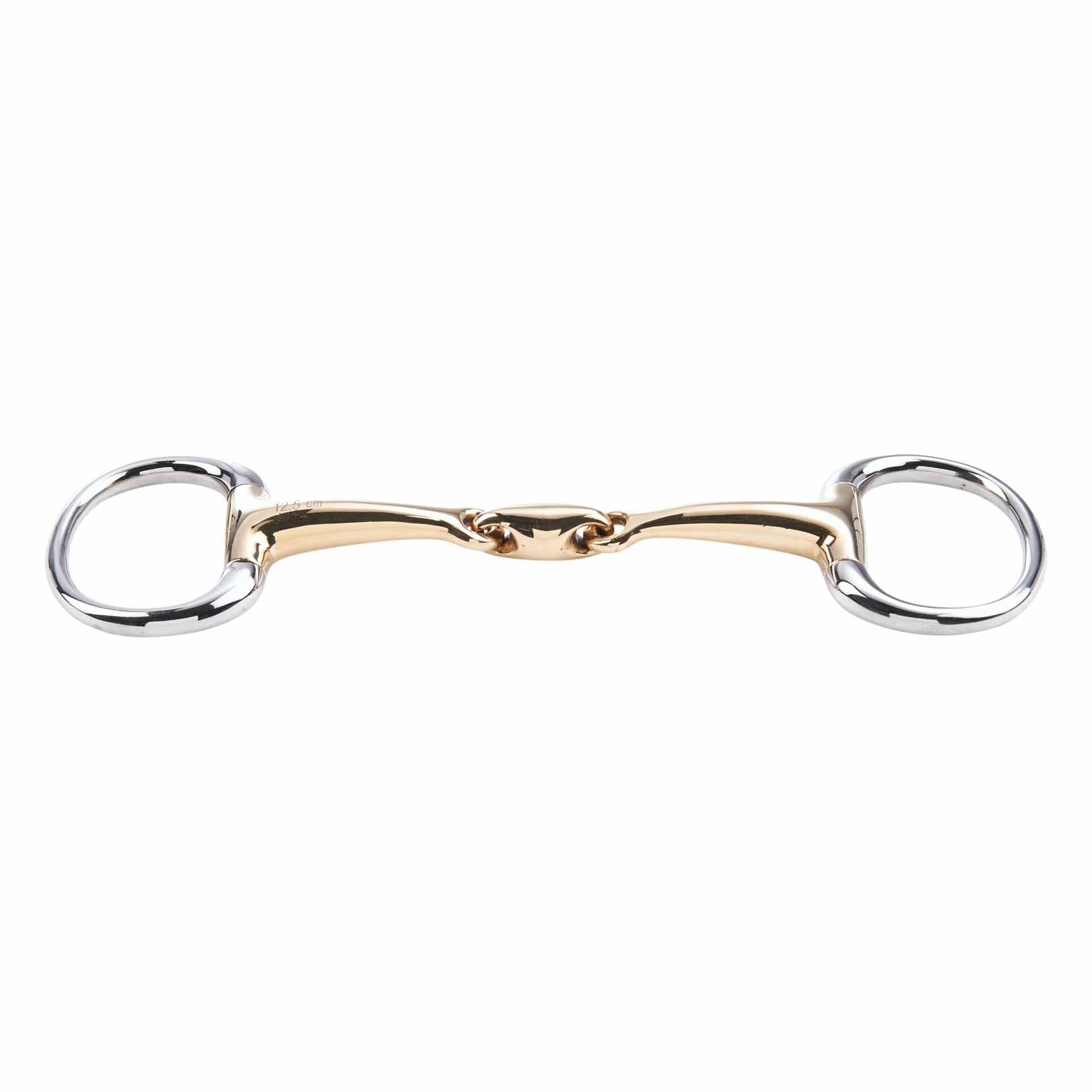 Mors olive sous-gorge BUSSE KAUGAN 14 mm, double brisure, vue de face