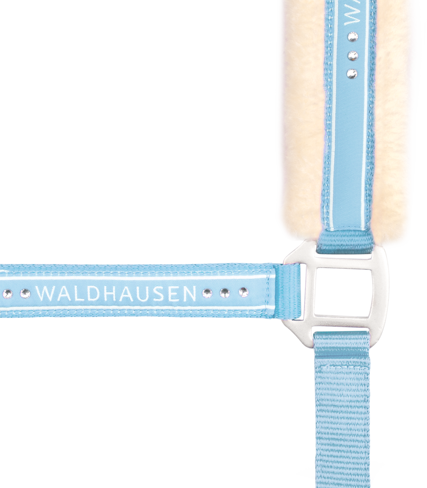 Waldhausen Halfter Elegant mit Glitzersteinen, weich gepolstert, hellblau