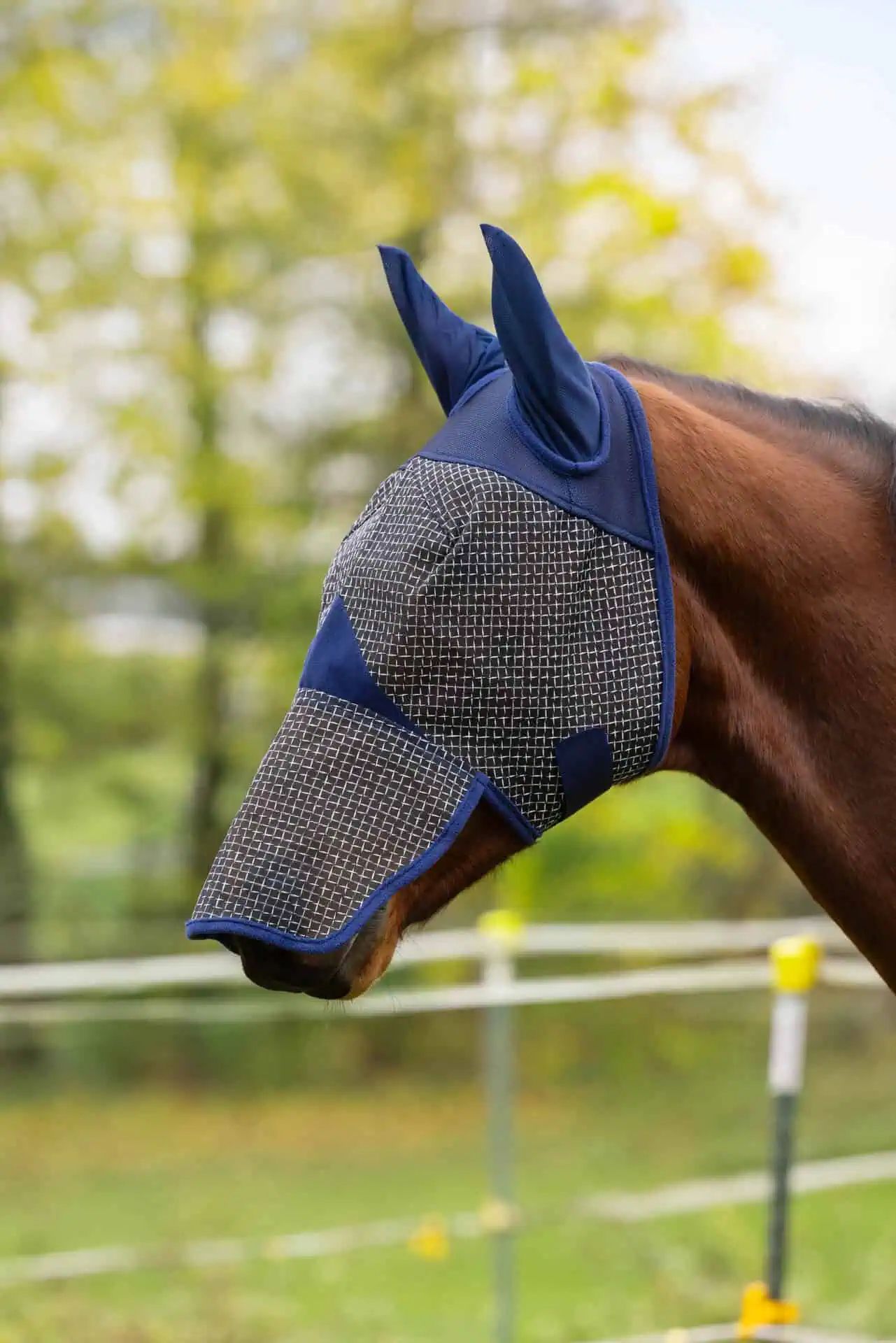 Masque anti-mouches Covalliero avec protection des oreilles et des narines, bleu marine, FULL