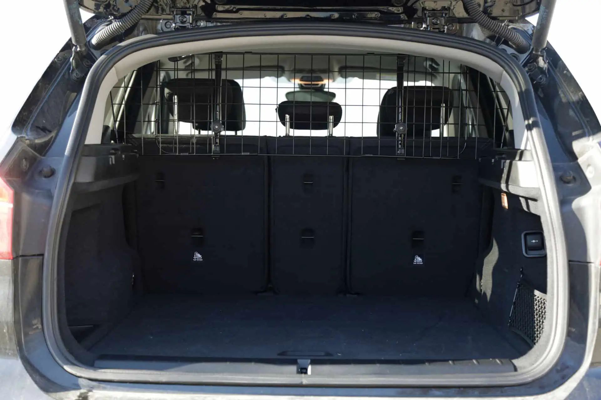 Kerbl grilaj de protecție auto pentru câini, reglabil 96-145 x 30 cm, în utilizare
