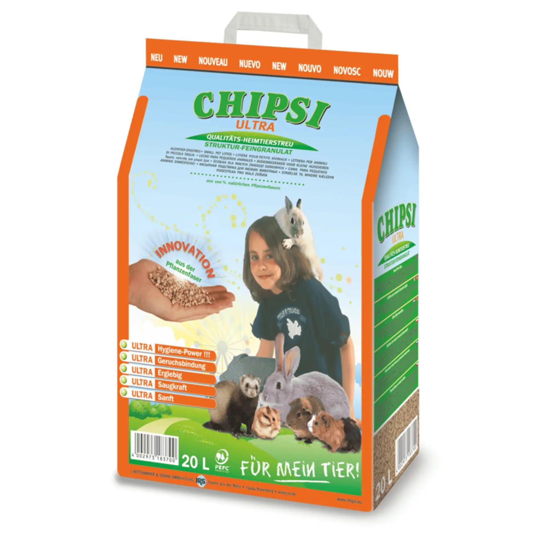 Litière Chipsi Ultra pour petits animaux 20 L
