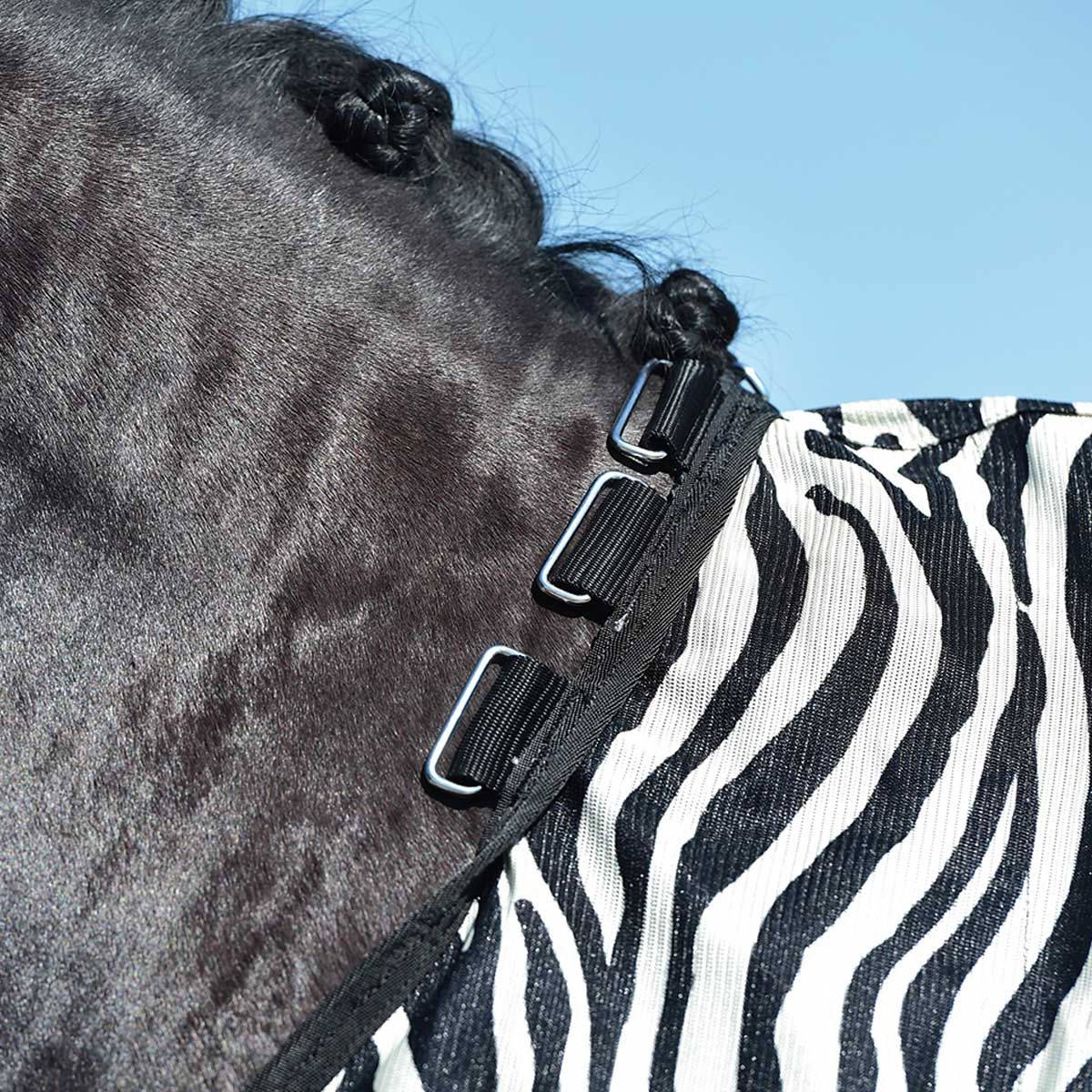 BUSSE ZEBRA légytakaró lovaknak, haspárnával és zebra-mintával, 115 cm
