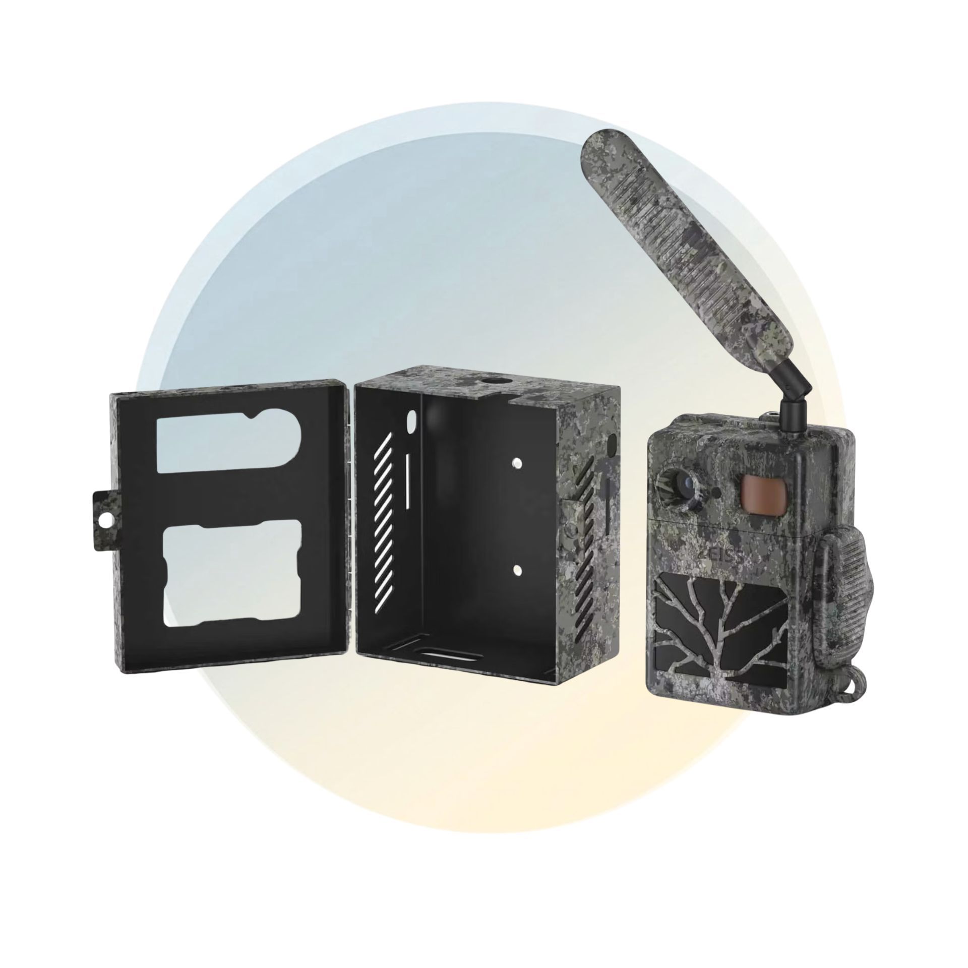 trail camera, camera trap, outdoor, camouflage, box