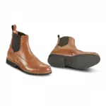 Braune Chelsea Boots mit elastischen Seiteneinsätzen und profilierter Sohle, Vorder- und Rückansicht