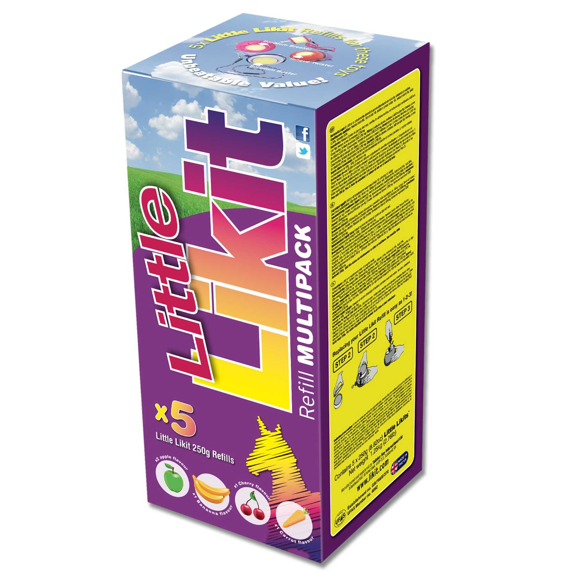 Likit Leckstein Sammelpackung, 5 x 250 g, Apfel, Banane, Kirsche, Karotte, Verpackung
