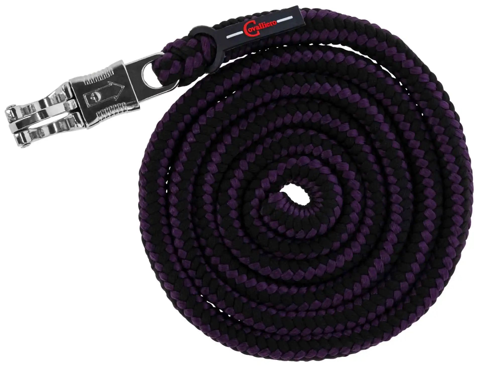 Covalliero Führstrick Hippo für Pferde, geflochtenes PE, Panikhaken aubergine/anthrazit