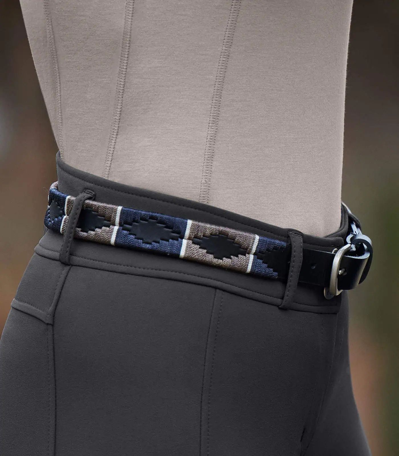 ELT Polo Gürtel Gemma – Ledergürtel mit silberner Schließe, schwarz/asphalt, 85 cm