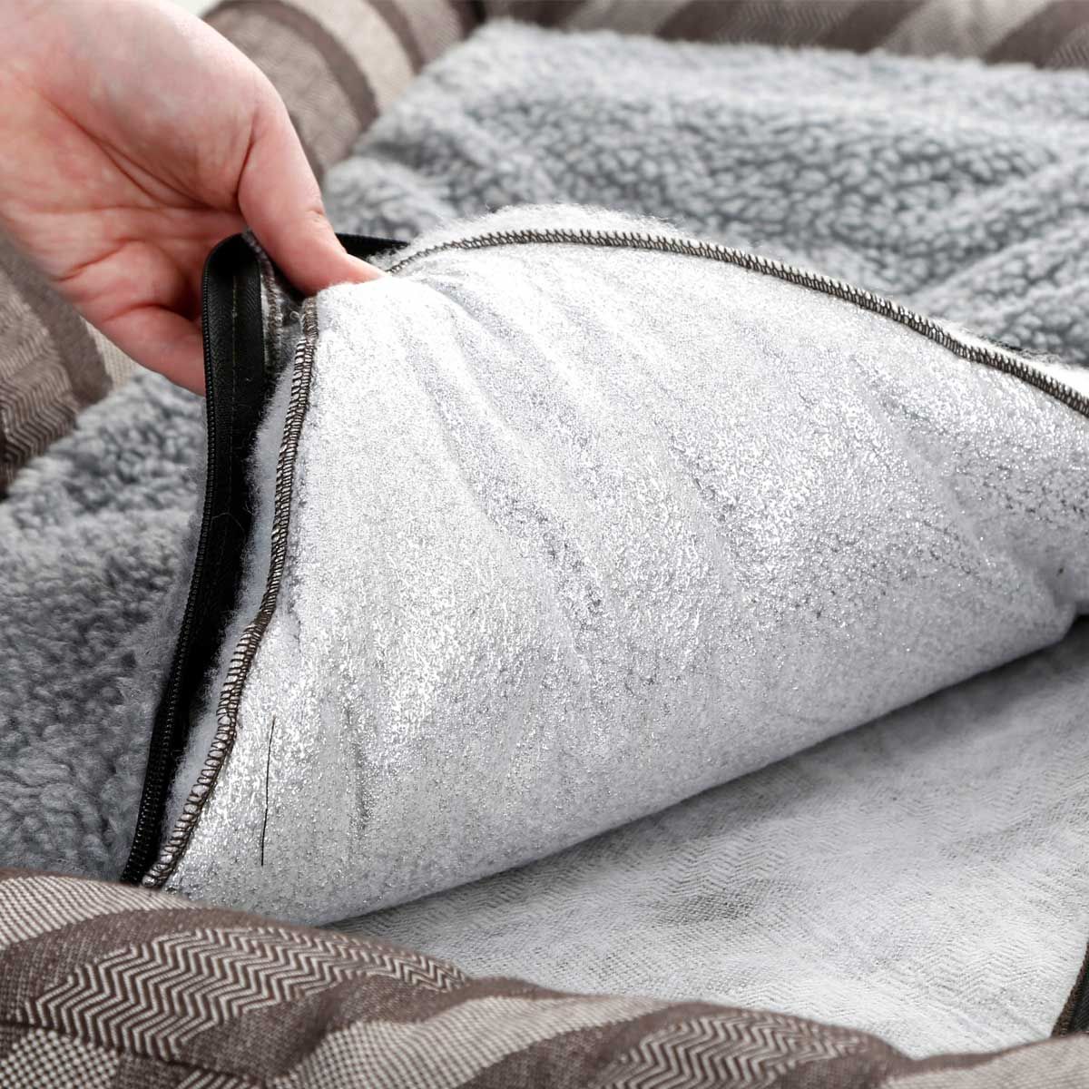 Kerbl Pablo Hundebett selbstwärmend, grau, weiche Liegefläche, Detailansicht, Material