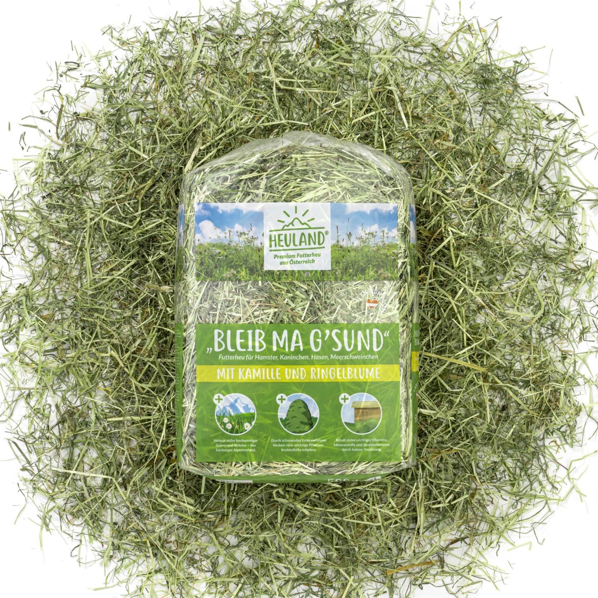 Heuland Fieno con calendula e camomilla "Bleib ma gsund" 0.5 kg, confezione