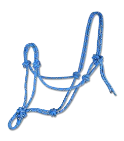 Strickhalfter aus geknoteten Seilen in Blau