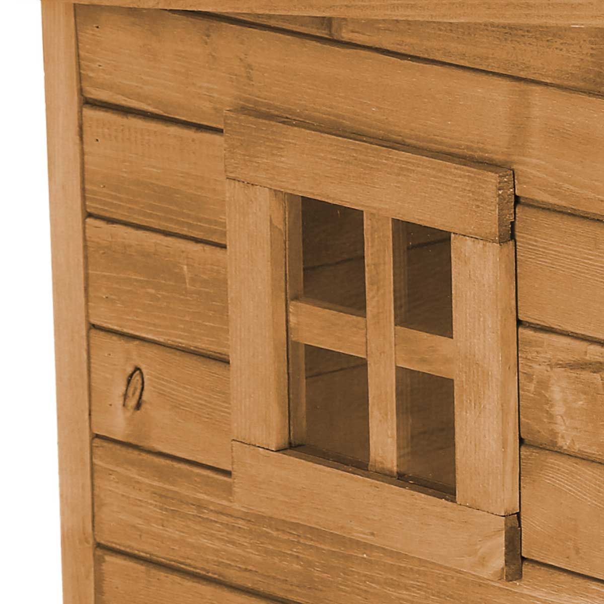 Kerbl Katzenhaus Rustica wetterfest outdoor, 57x45x43cm braun, Detailansicht