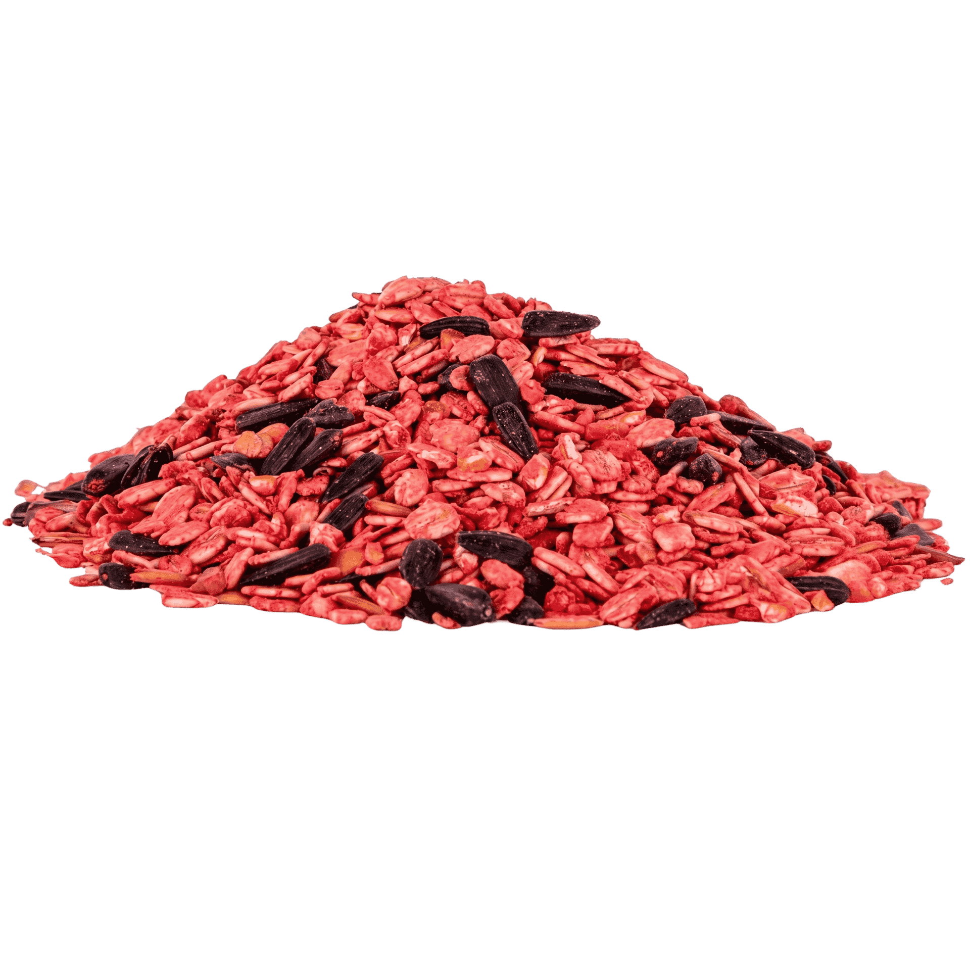 getrocknete Beeren, rote Flocken, schwarze Samen, Haufen, Snackmischung