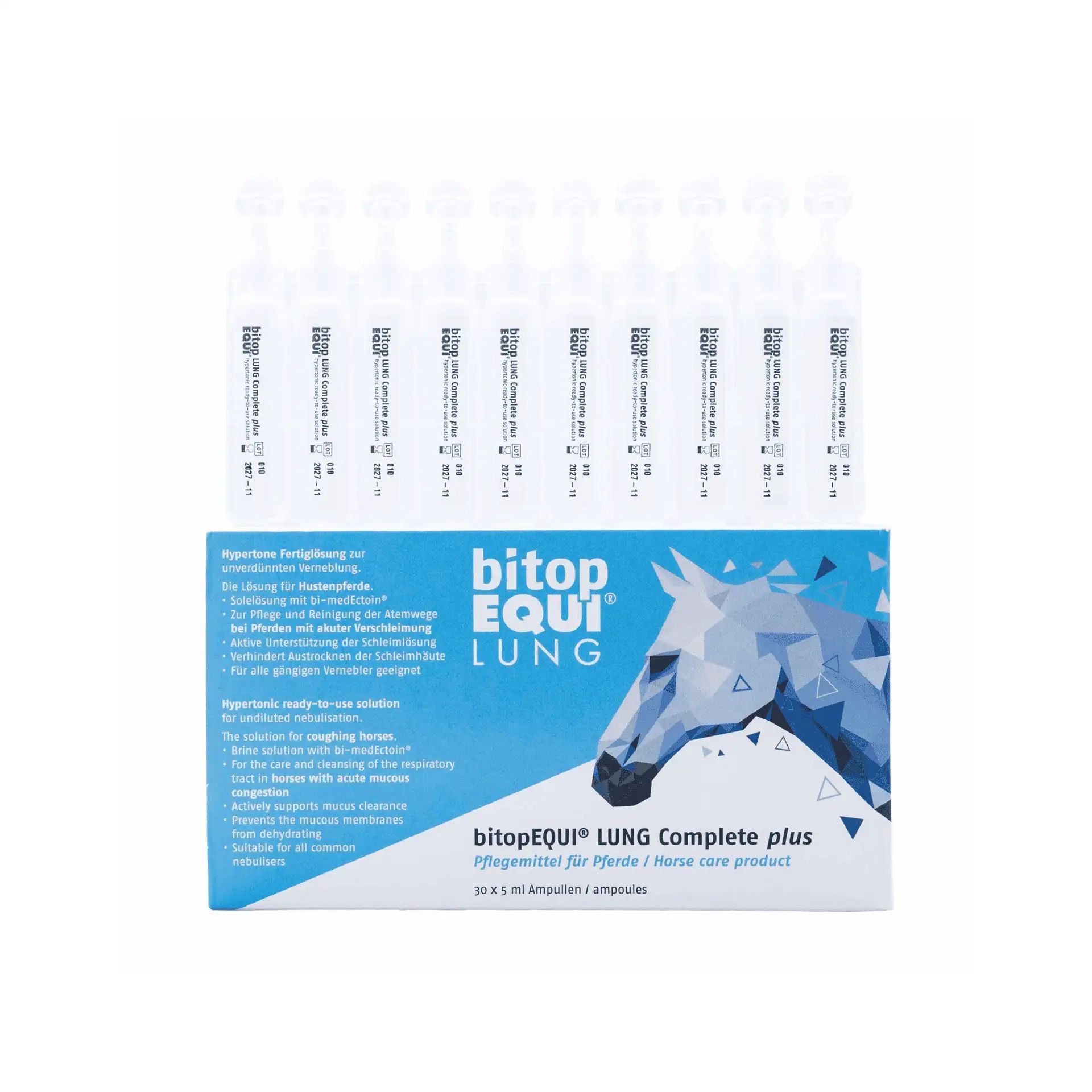 bitopEQUI LUNG Complete plus Soluzione per Nebulizzatore Cavalli, 30 x 5 ml, confezione
