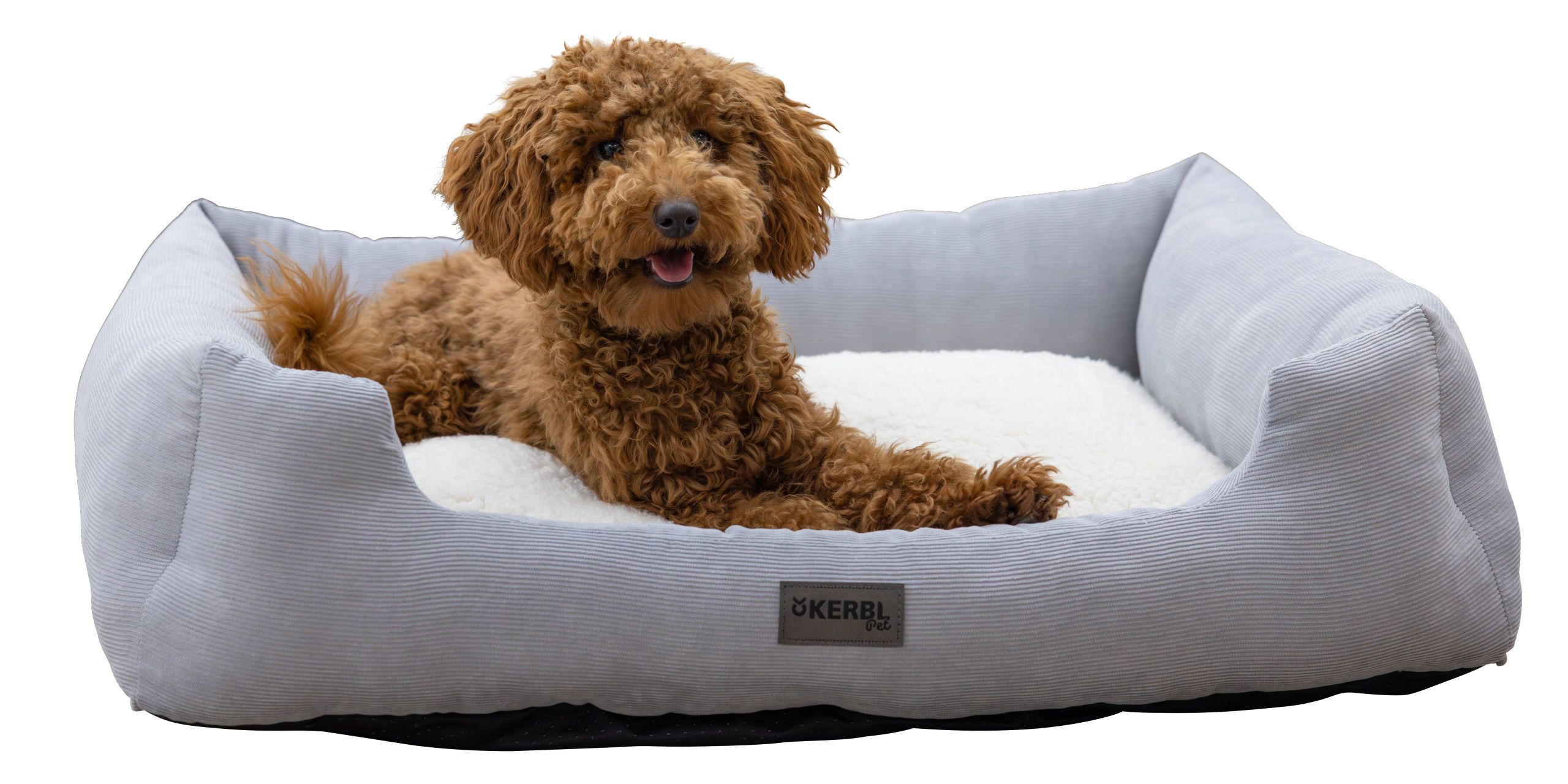 Kerbl Kuschelbett Zoe, Hundebett mit Rand, waschbar, grau-weiß, im Einsatz