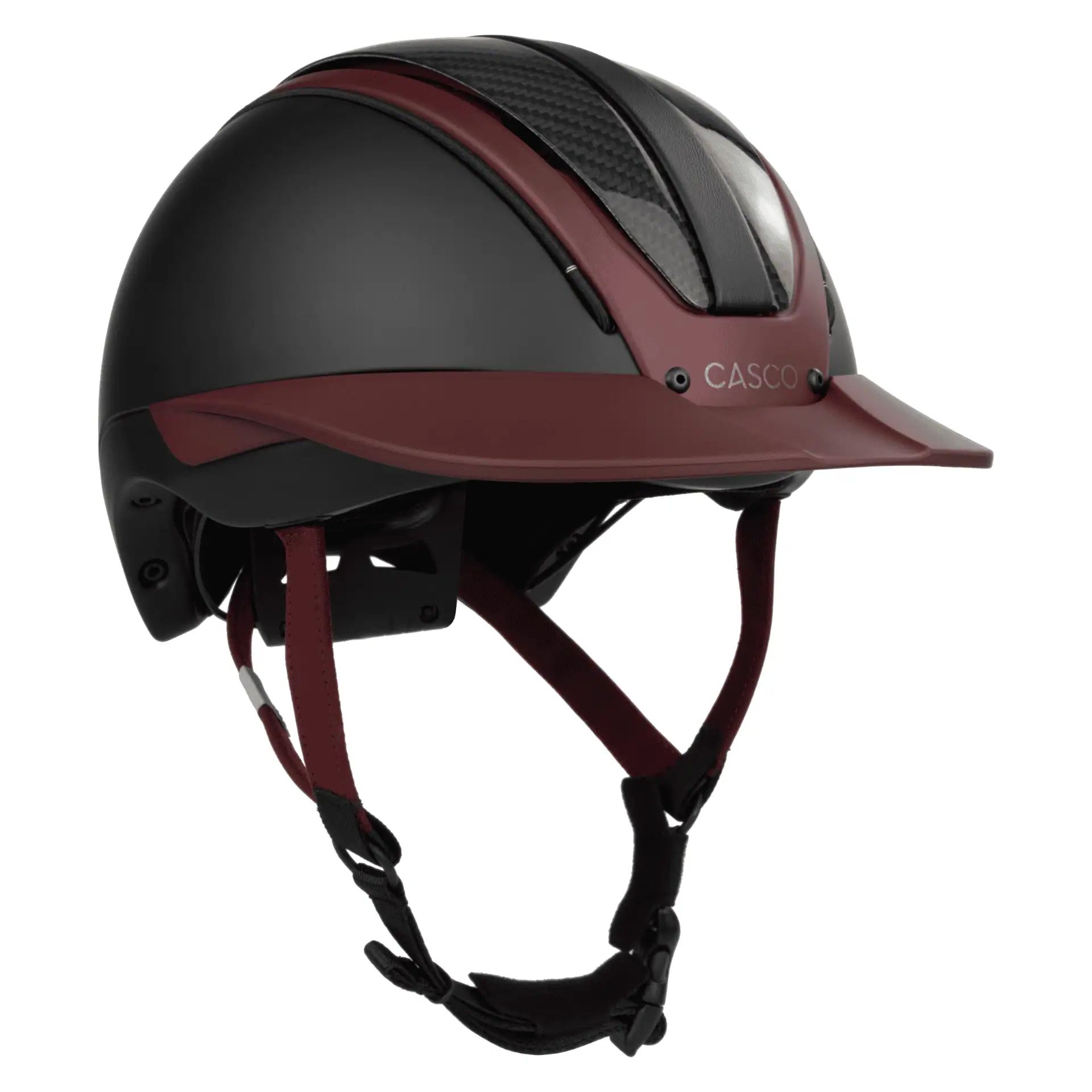 Casque d'équitation Casco Duell One Precision, design carbone, Carbon Burgundy S
