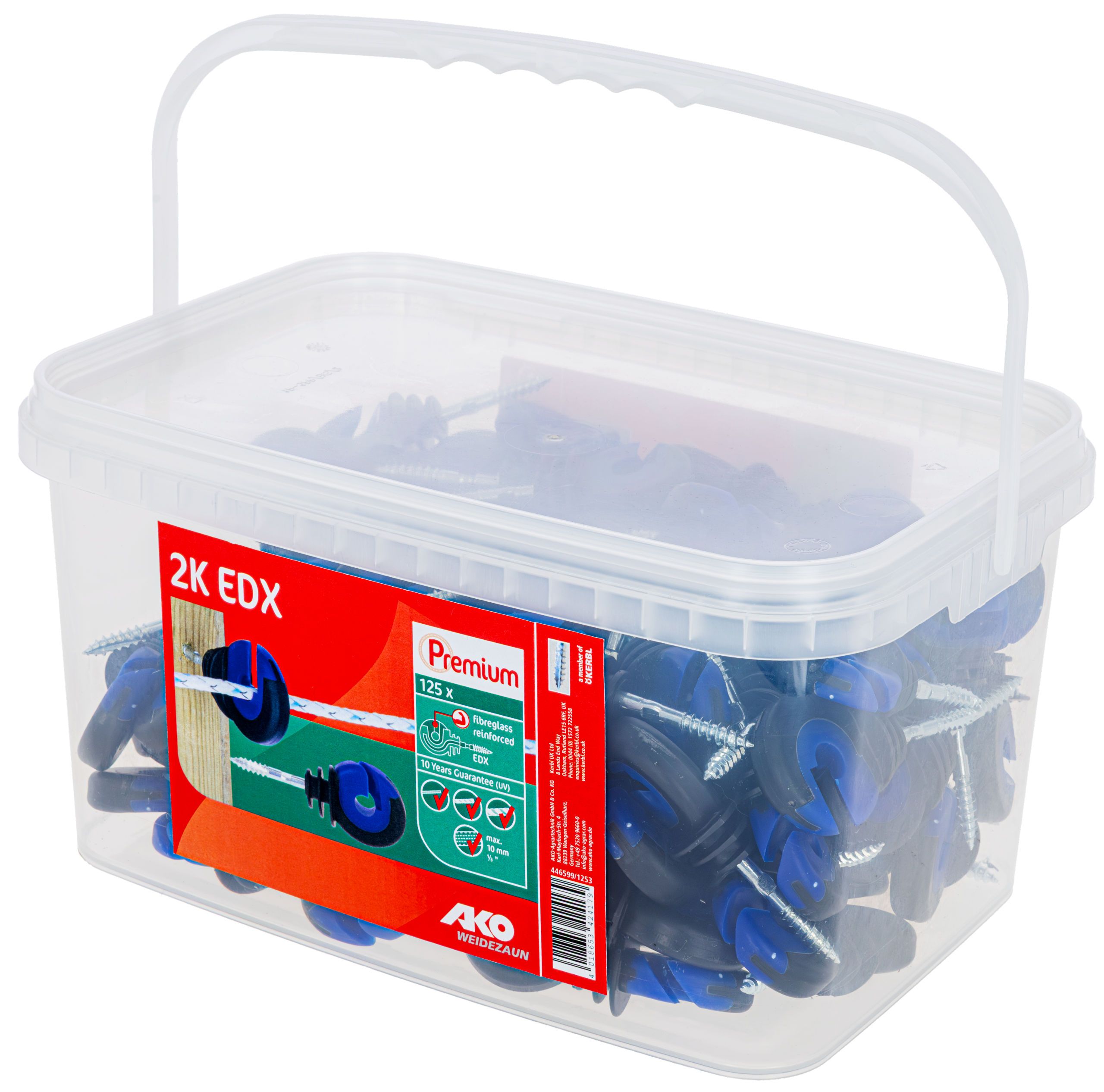 AKO Ringisolator 2K EDX 2-farbig, mit durchgehender verzinkter Stütze, Verpackung