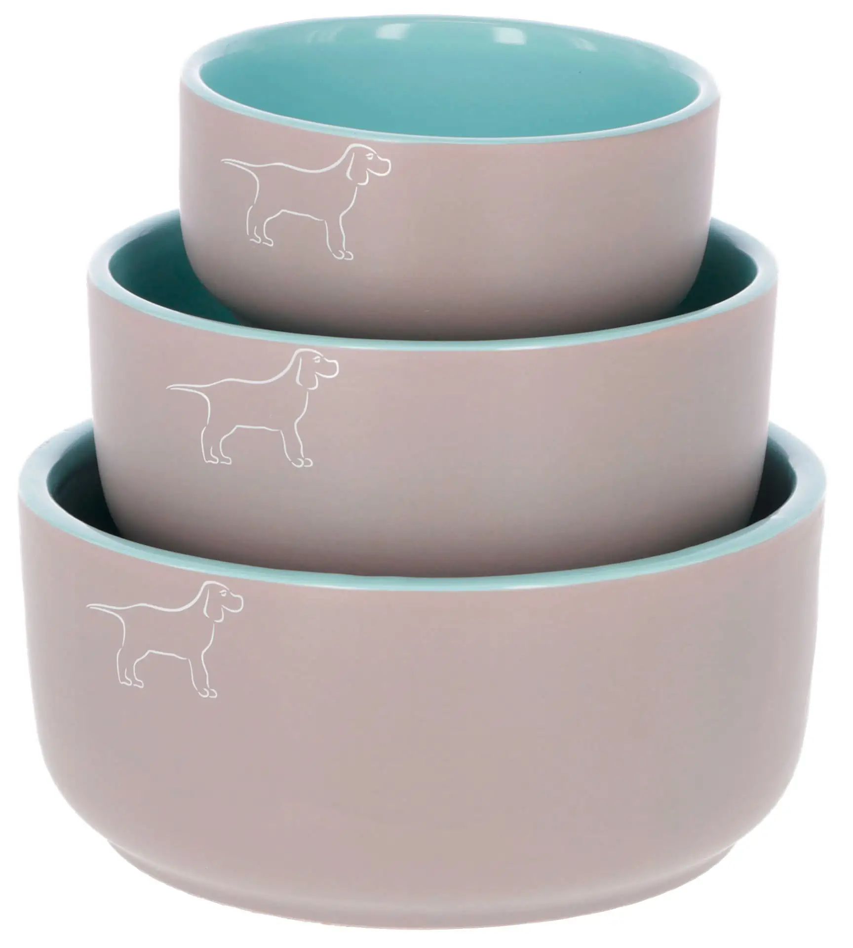 Kerbl Bol ceramică Spirit gri-turcoaz cu motiv, glazurat, variante de mărime