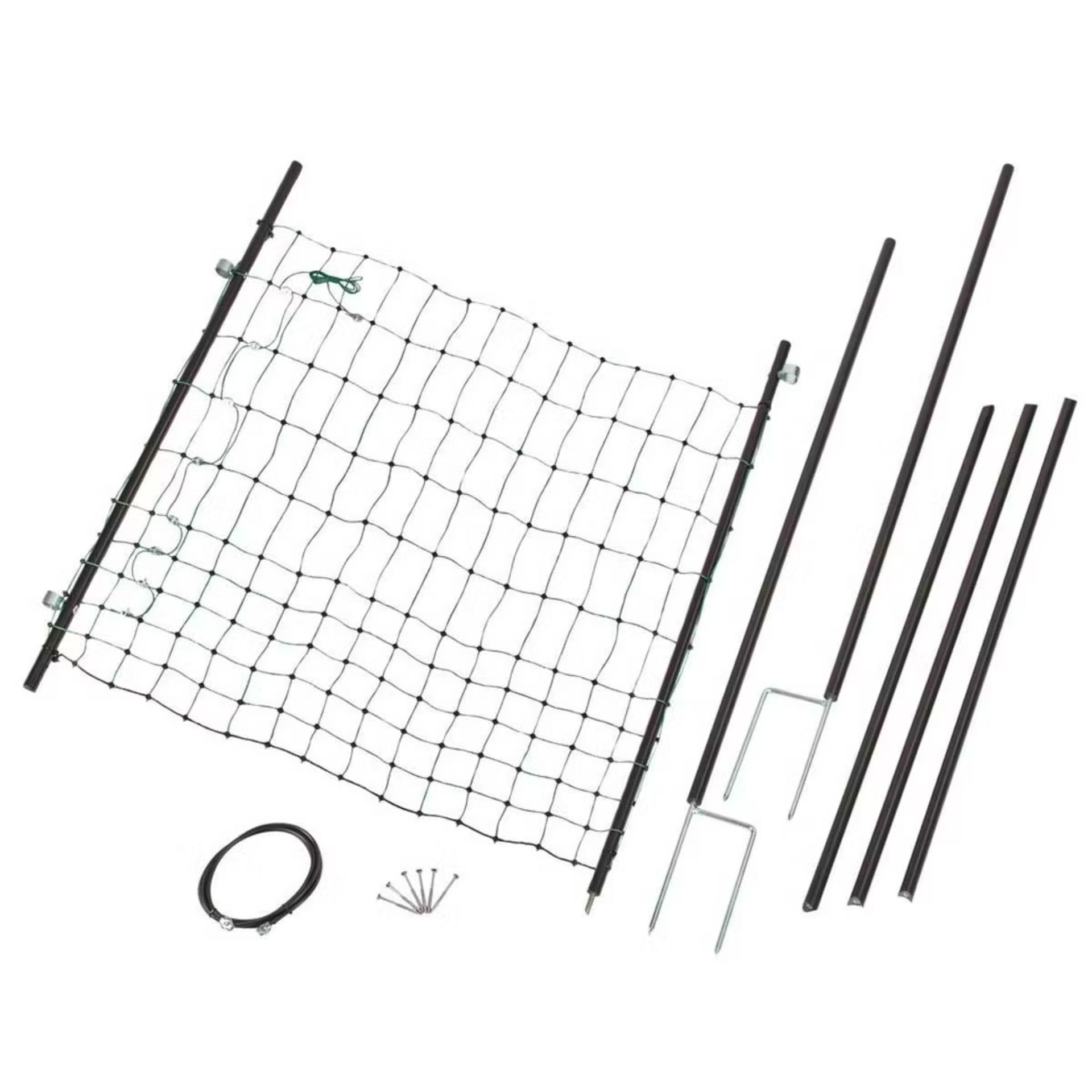 mesh, fence net, assembly kit, tension rods, ground anchor