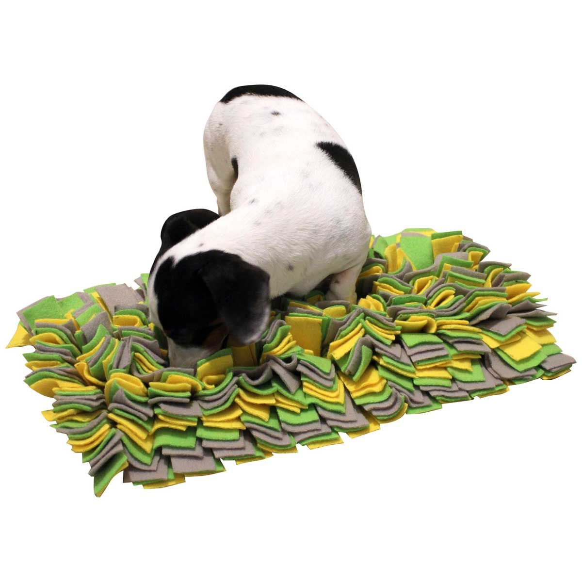 Kerbl Sniff Rug Dog, Fleece Strips for Hiding Treats, in use