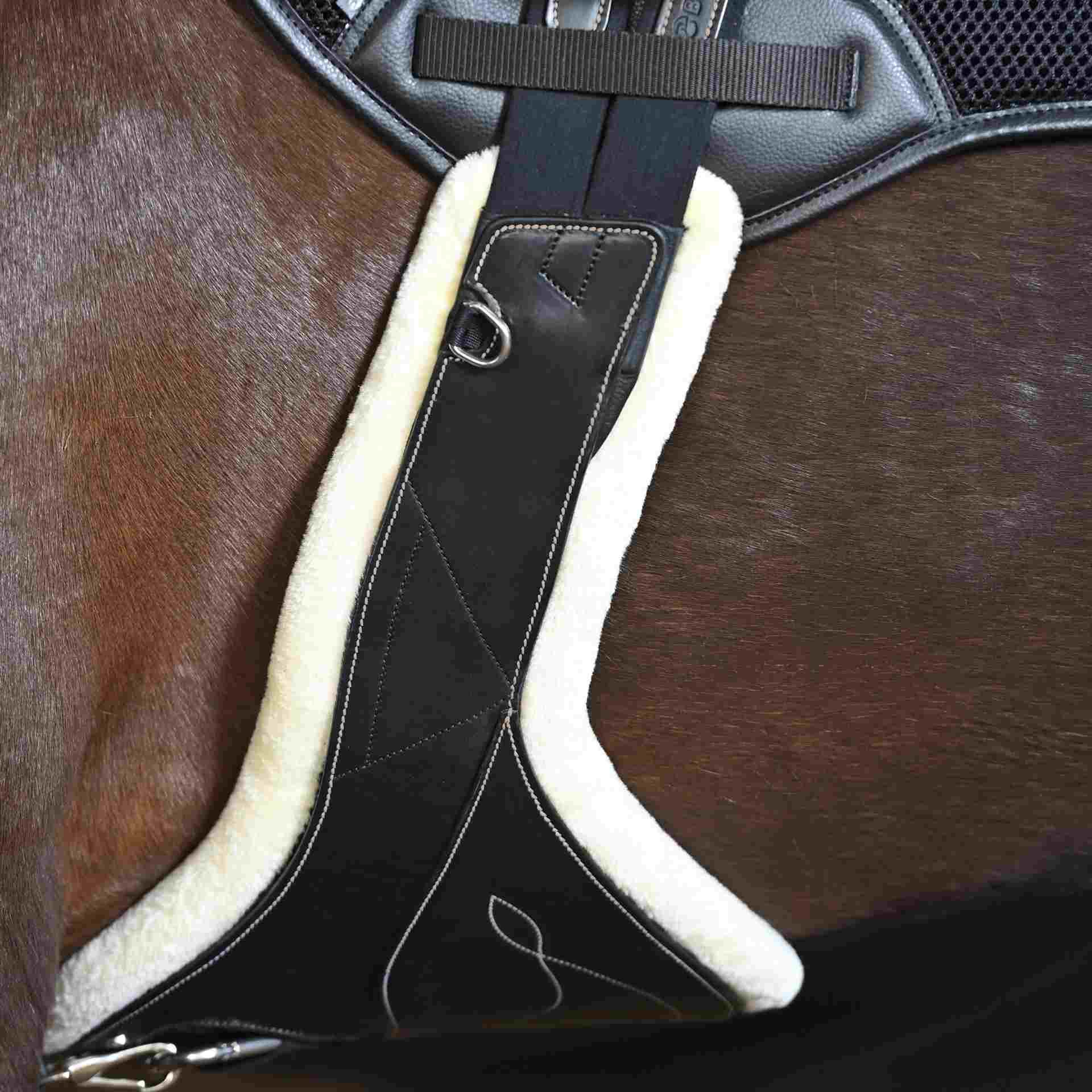 BUSSE Sottopancia TAKE-OFF LINE SG, con protezione speroni e 3 imbottiture, in uso, in scuderia