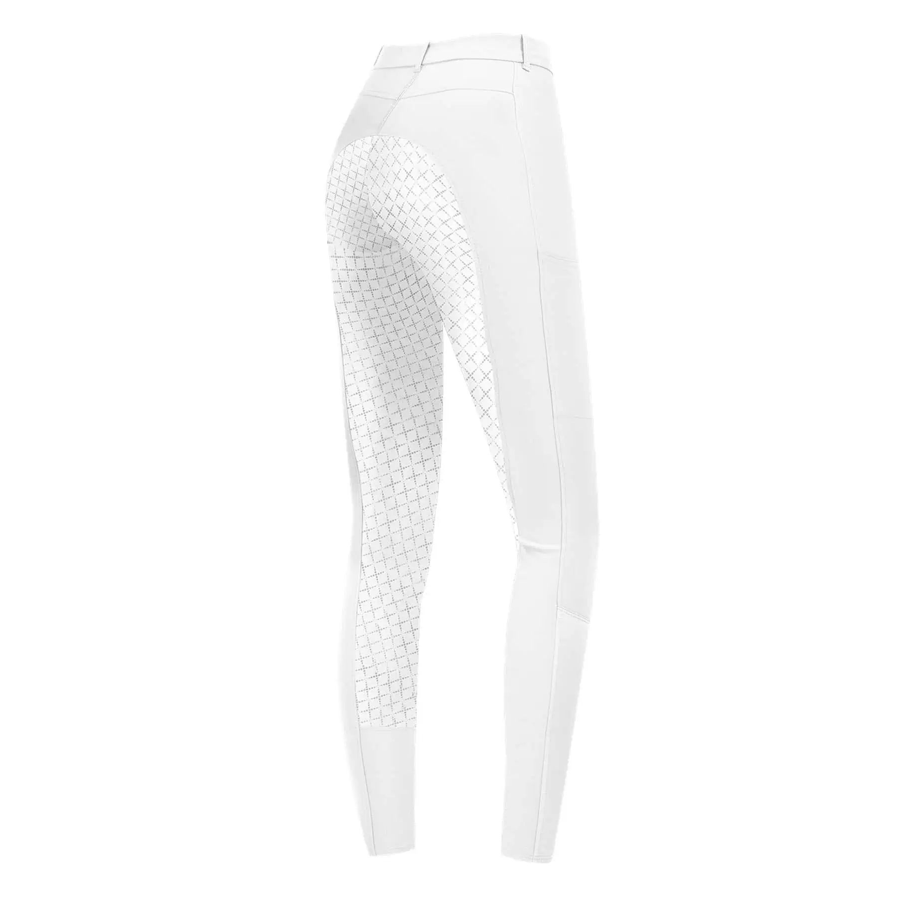 Pantalon d'équitation ELT Micro Sport en silicone, fond intégral, blanc, 164