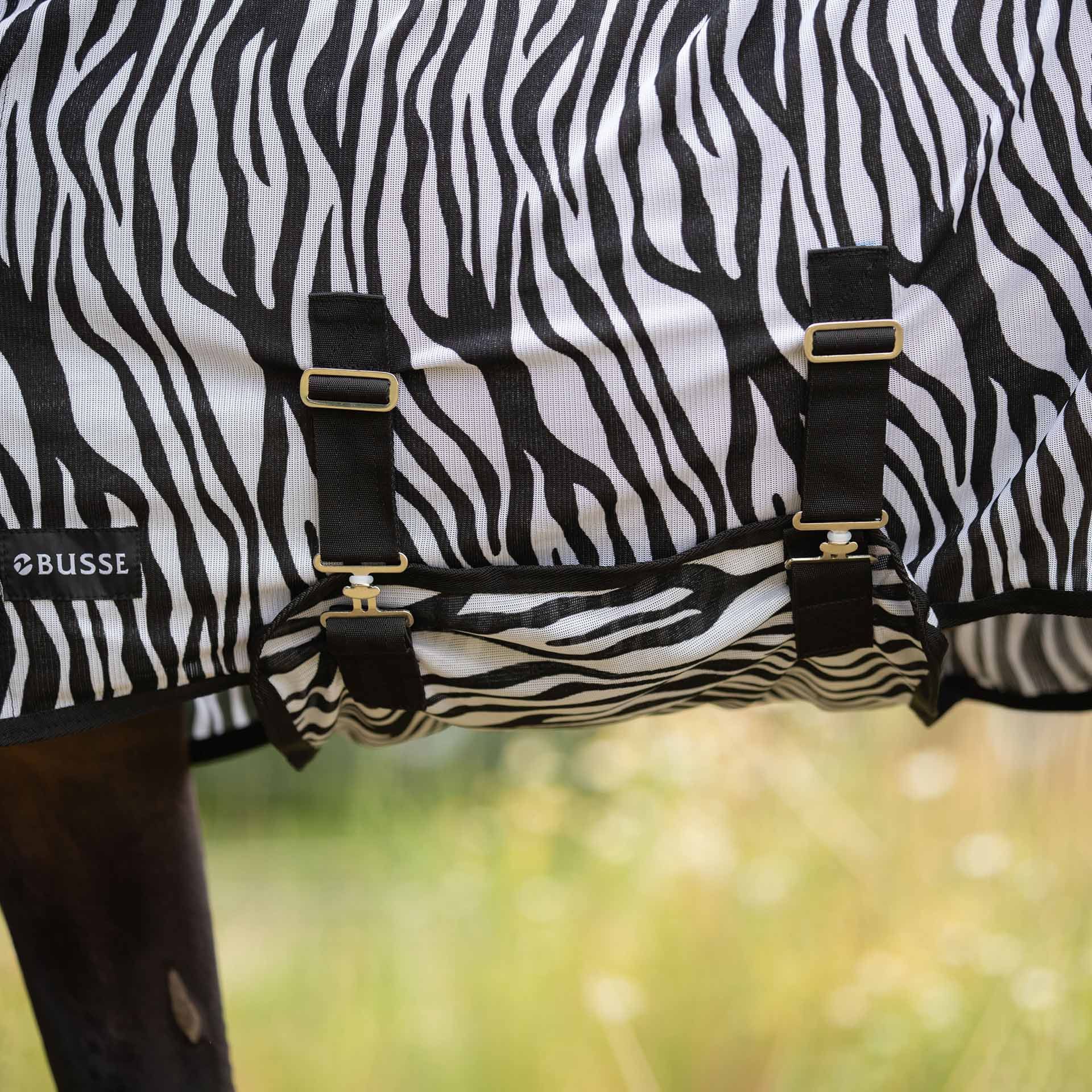 BUSSE Pătură antimuște COMFORT FLEXI ZEBRA, model zebrat, detaliu, închidere