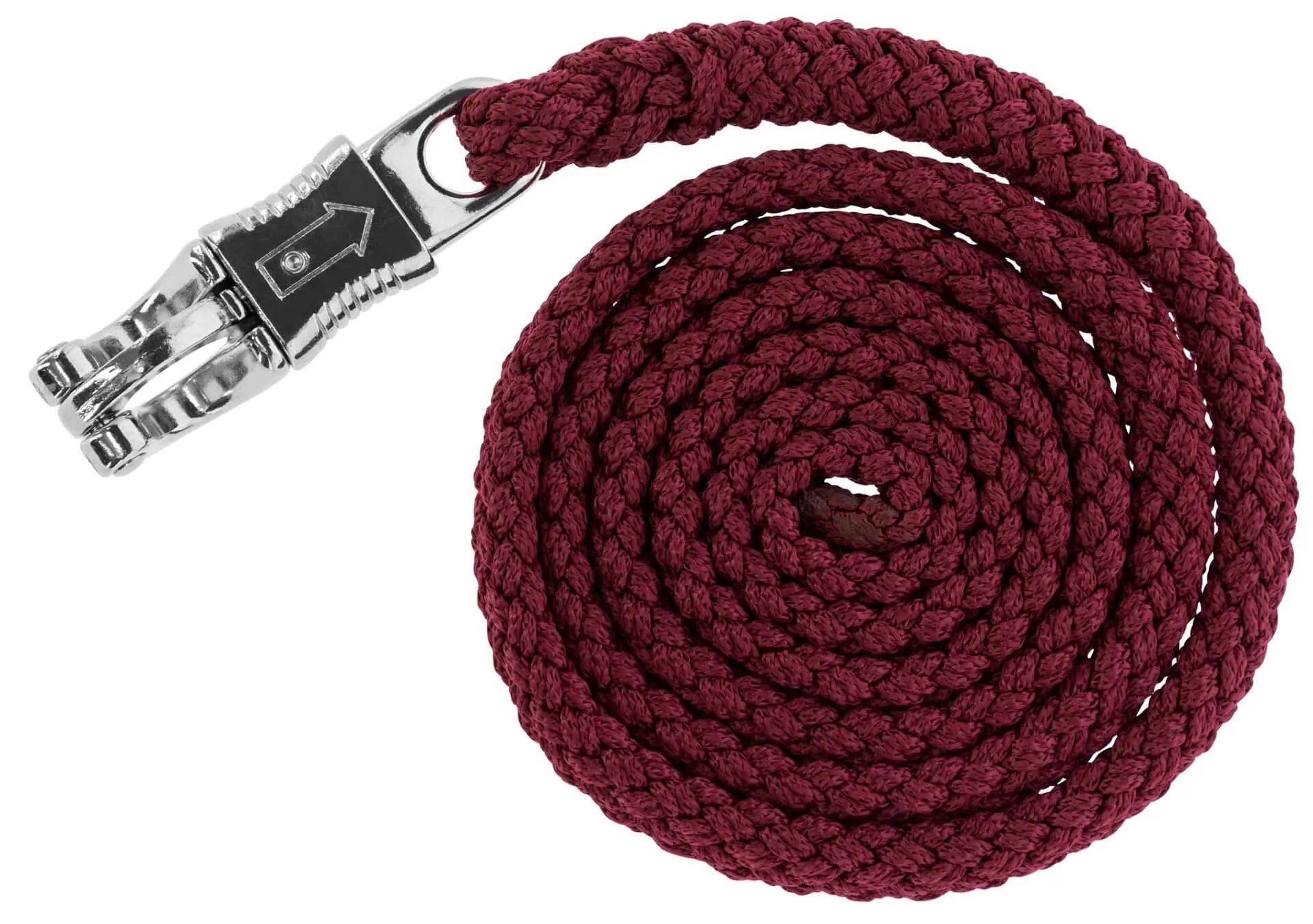 Covalliero Führstrick Supreme, griffiges Polypropylen für Pferde, bordeaux mit Panikhaken