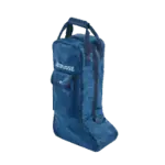 Blaue Stiefeltasche in Stiefelform mit Reissverschluss und Tragegriff