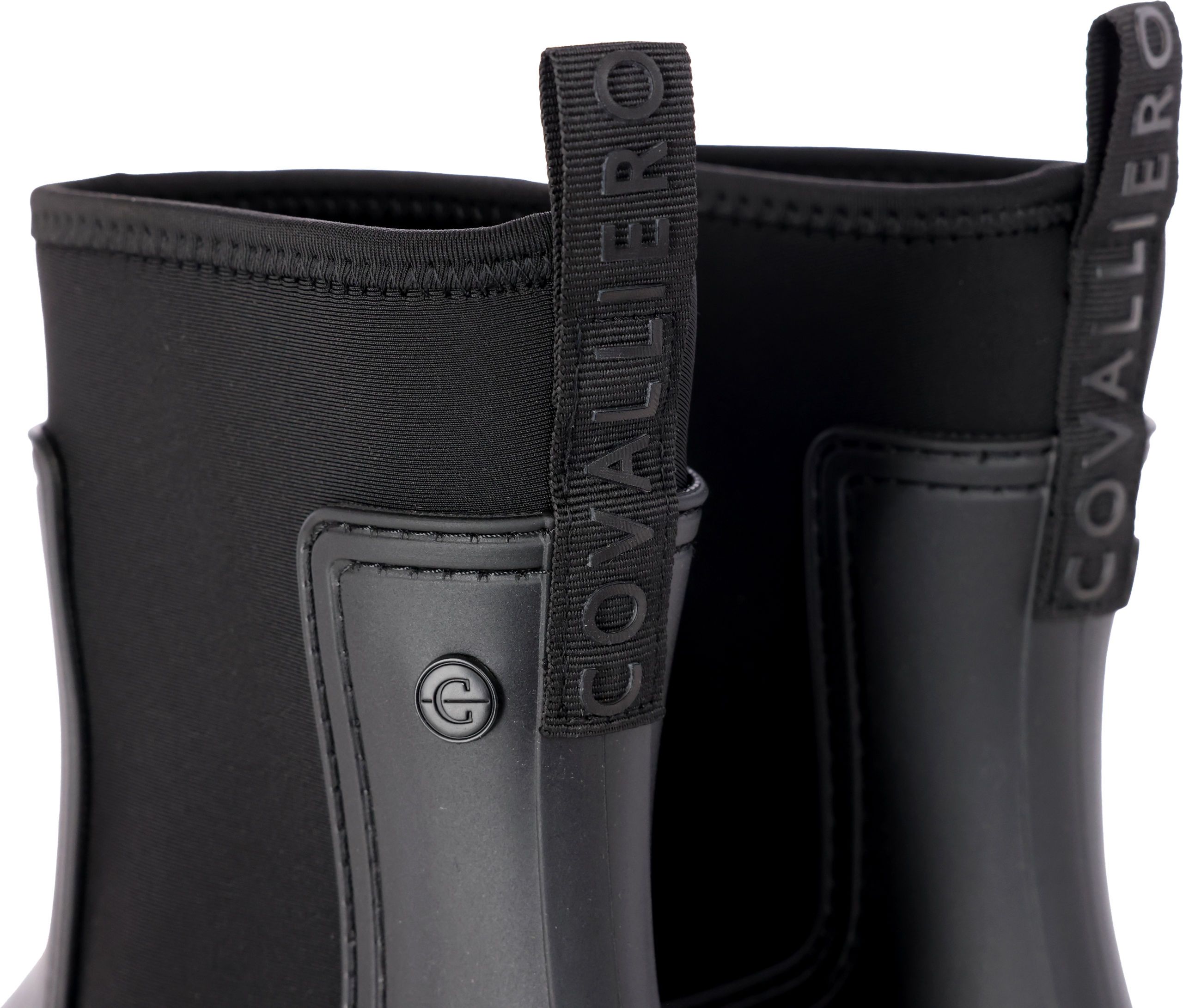 boots, ankle boots, black, elastic pull-tab, stitching detail