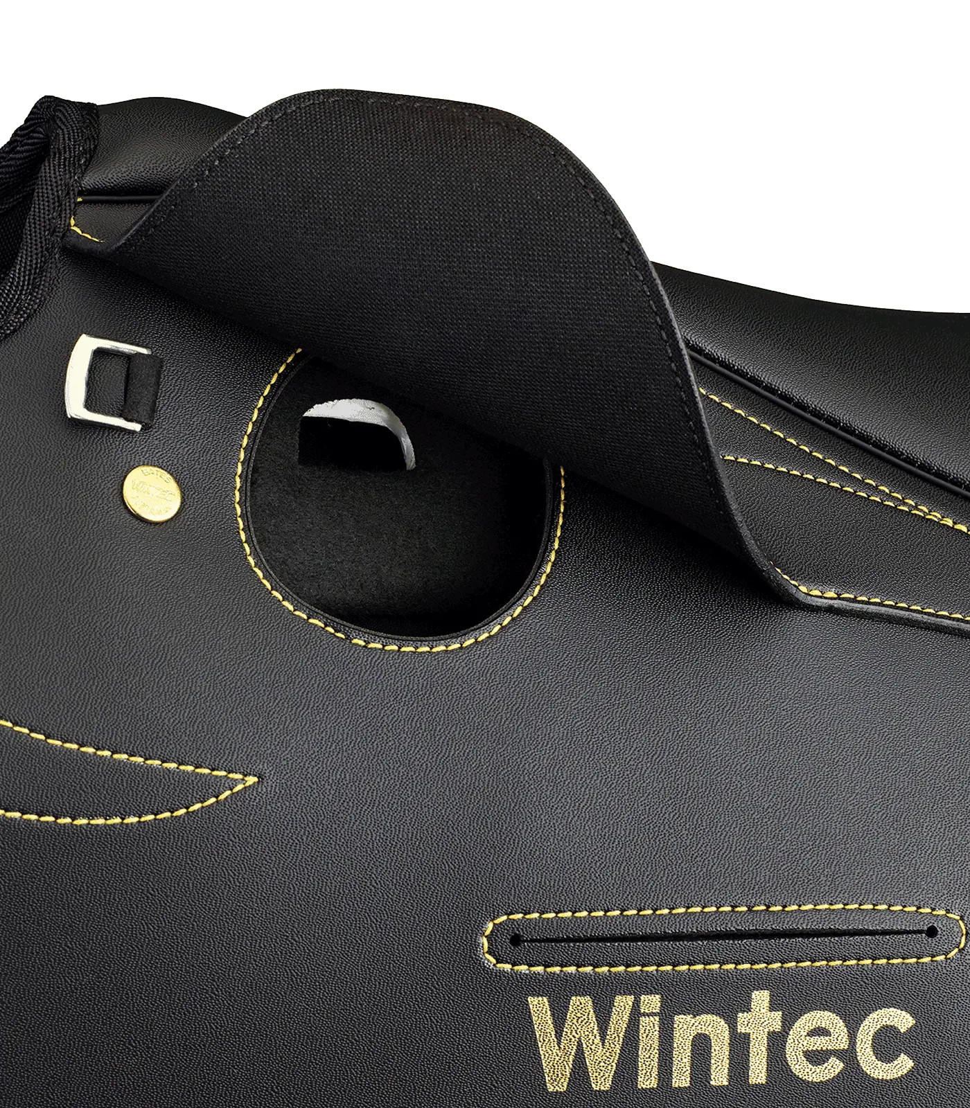 Wintec Selle de travail avec arçon Elastiflex, noire, détail, logo