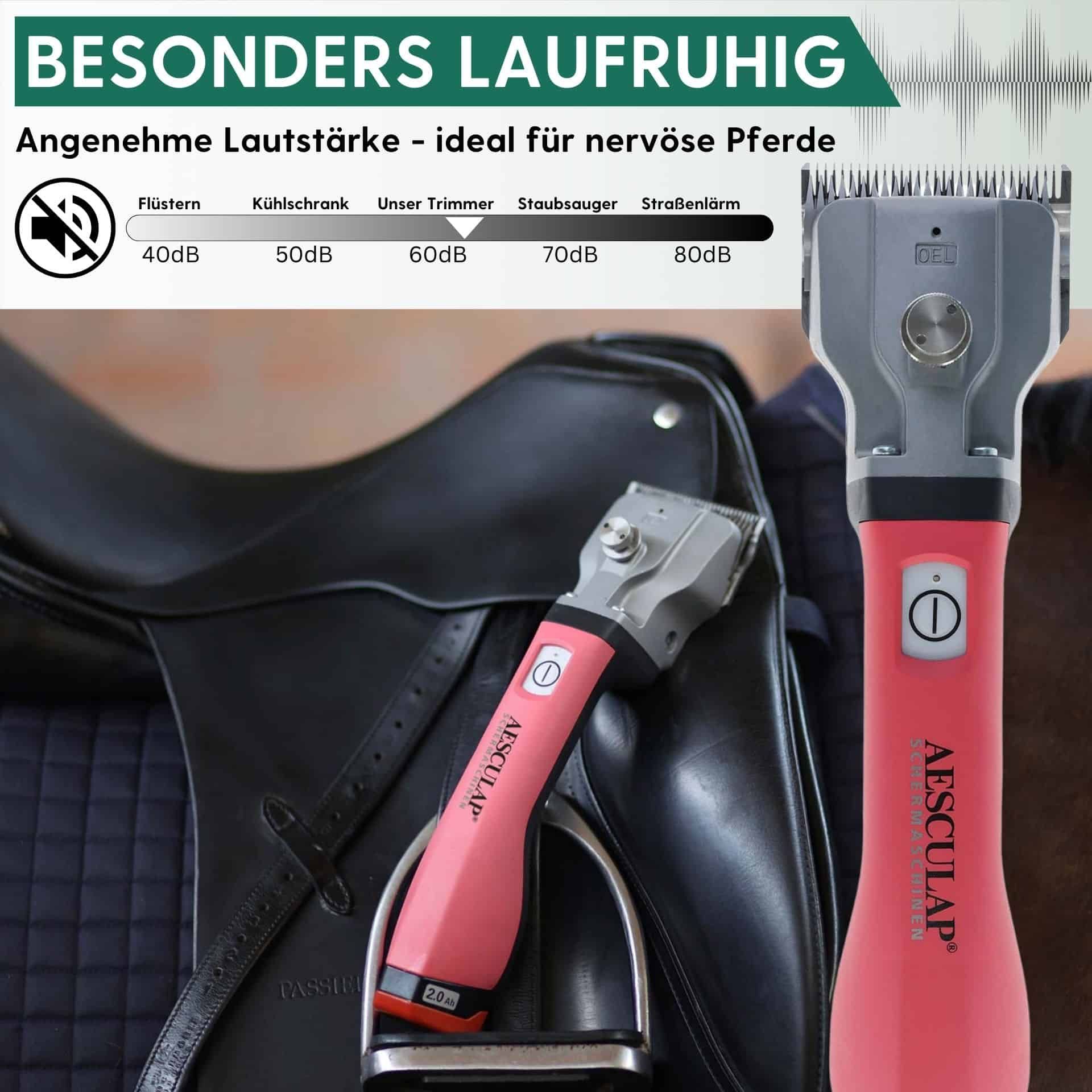 Tondeuse à batterie Aesculap Bonum rose avec clé de réglage TORQUI, infographie