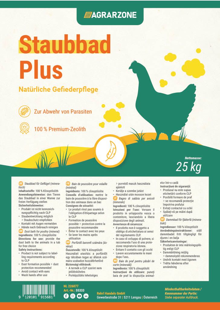 Agrarzone Bain de sable Plus pour poules, 100 % clinoptilolite, 25 kg