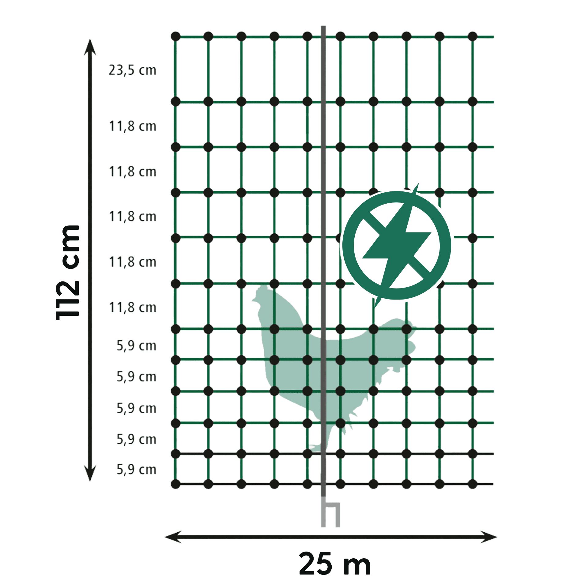 Agrarzone Classic plasă pentru păsări de curte neelectrificabilă, cu vârf dublu, verde, desen cu dimensiuni