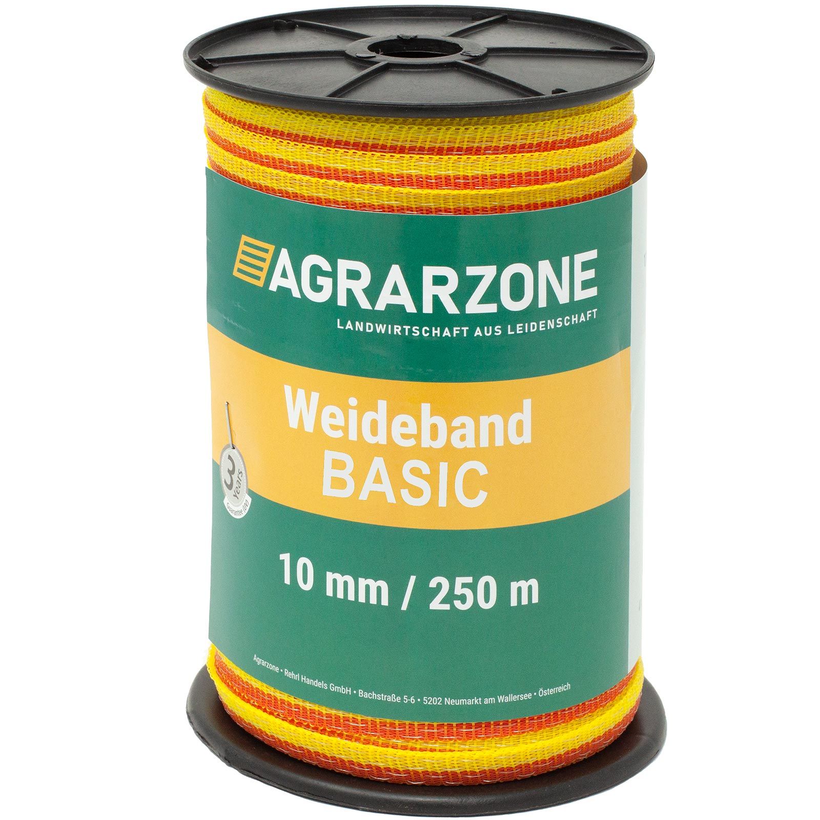 Ruban de clôture électrique Agrarzone BASIC 10 mm, 4x0,16 acier inox, jaune-orange 1000 m x 10 mm
