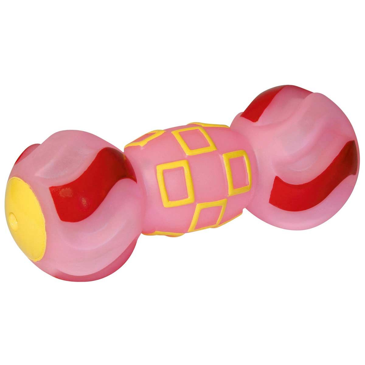 Hundleksakshantel i vinyl med pip 19 cm, sidovy
