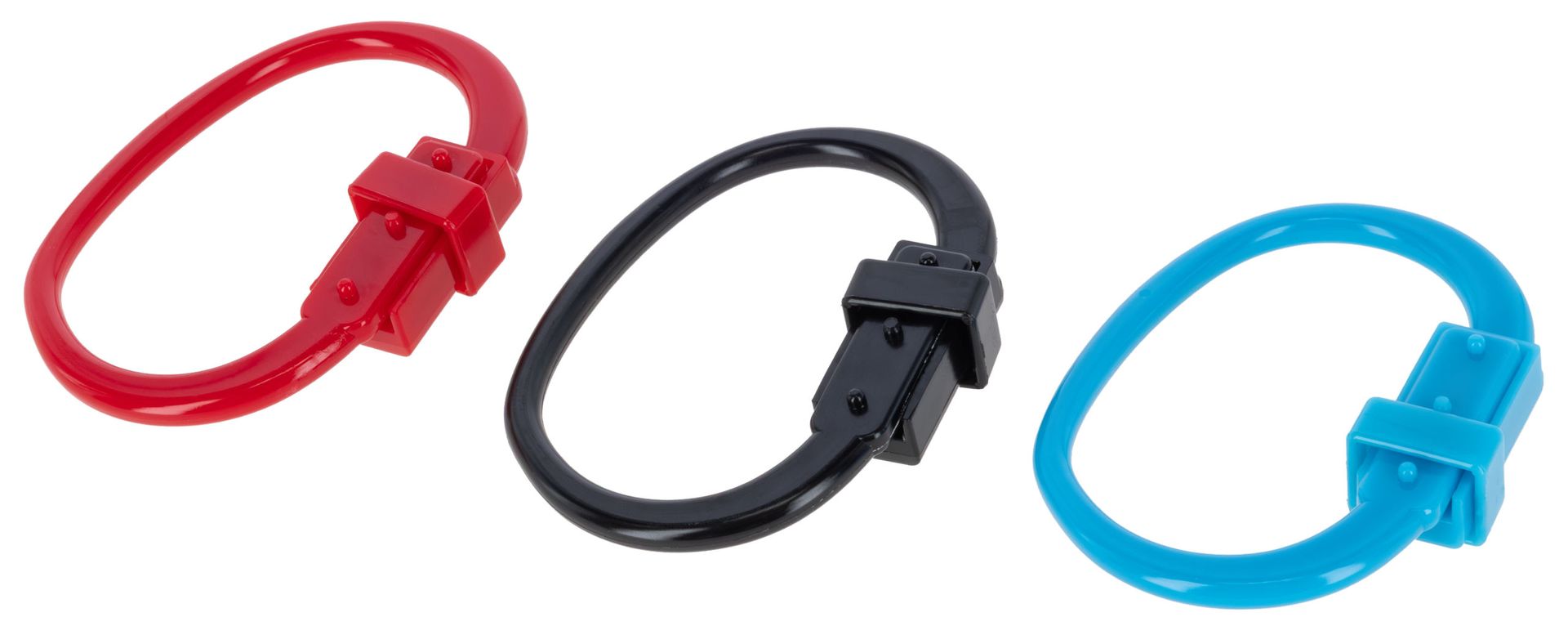 Kerbl Safety Tie Rings for Horses, Nylon, Set of 3 in Red, Black, Blue, set
