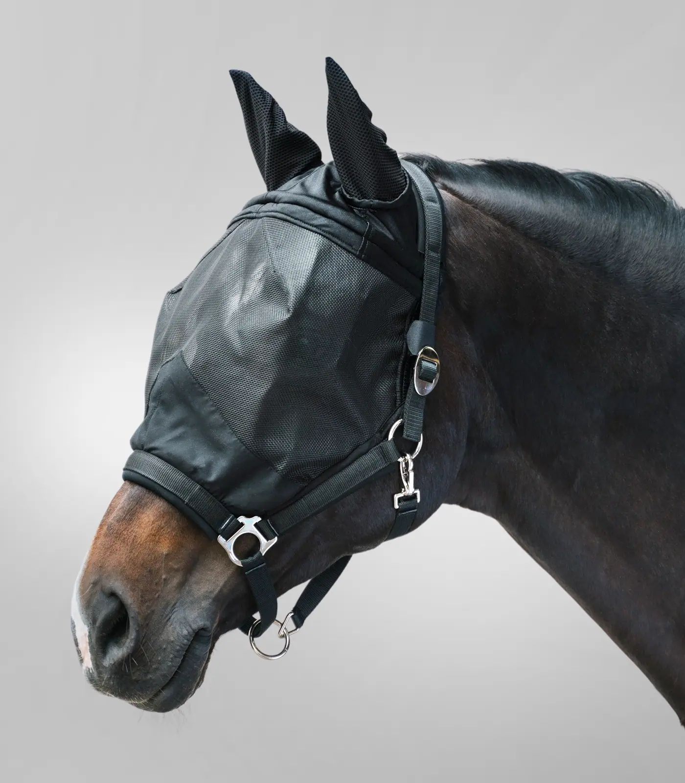 Waldhausen PREMIUM Fliegenmaske mit Halfter, Ohrenschutz für Pferde, FULL