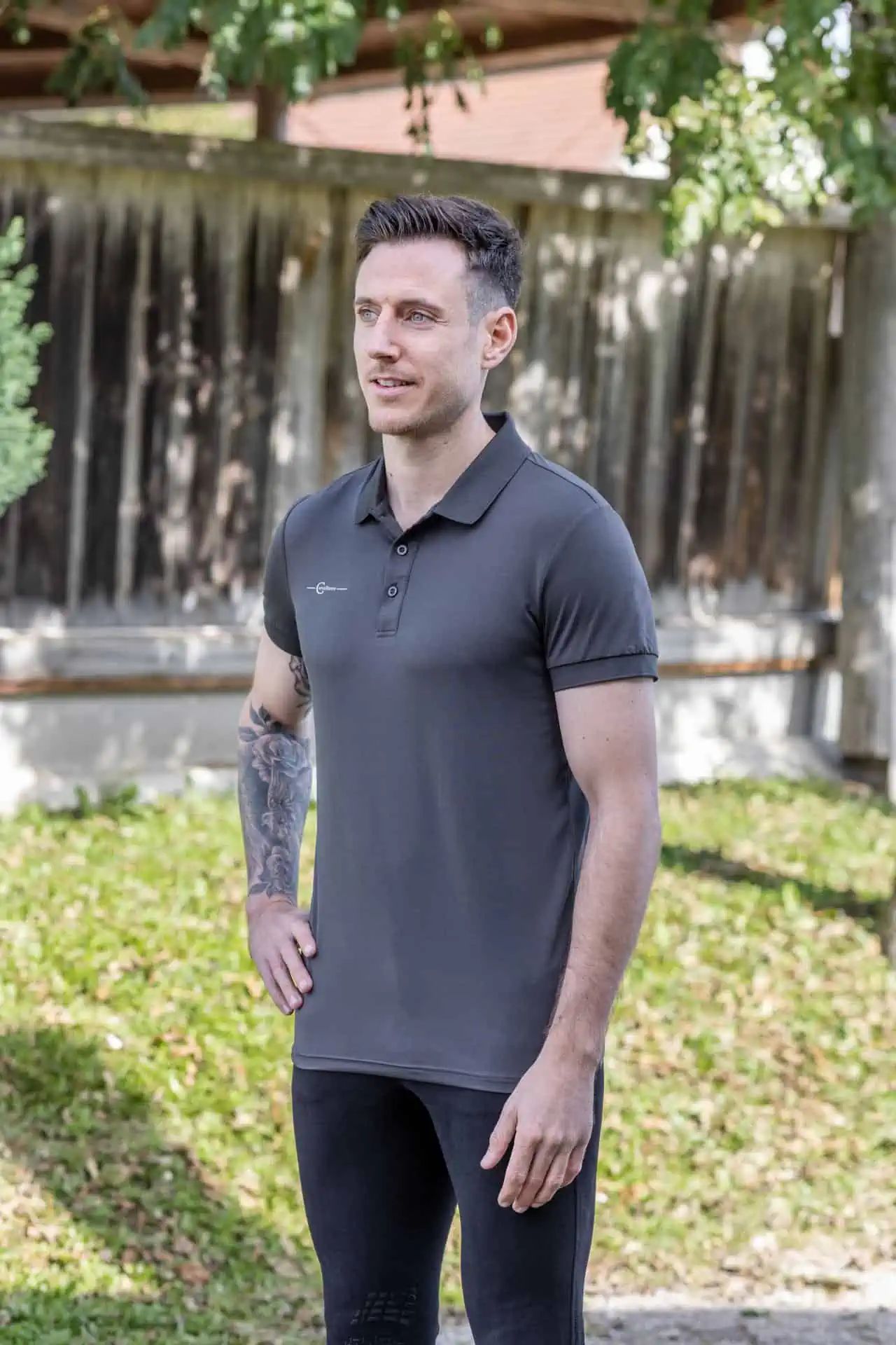 Polo Homme Covalliero, respirant, coupe ajustée, tissu recyclé 4 voies, graphite S