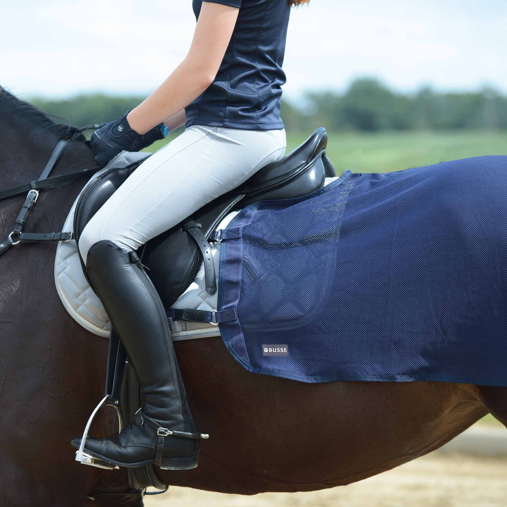 Couvre-reins BUSSE FLY, protection anti-insectes pour l'entraînement, bleu marine, 125 cm