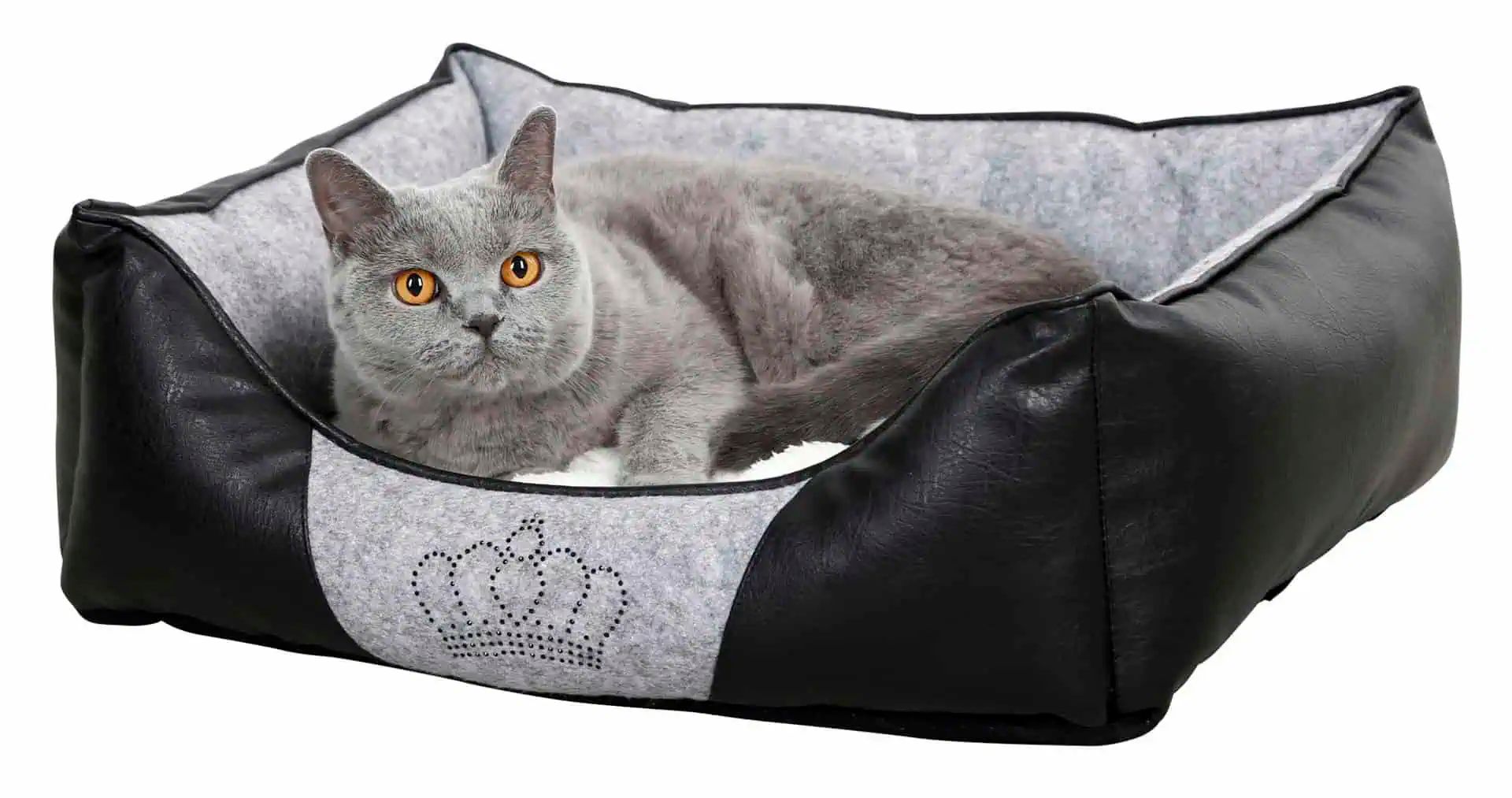 Kerbl Mysbädd Chiara för hund & katt, med strasskrona, i användning