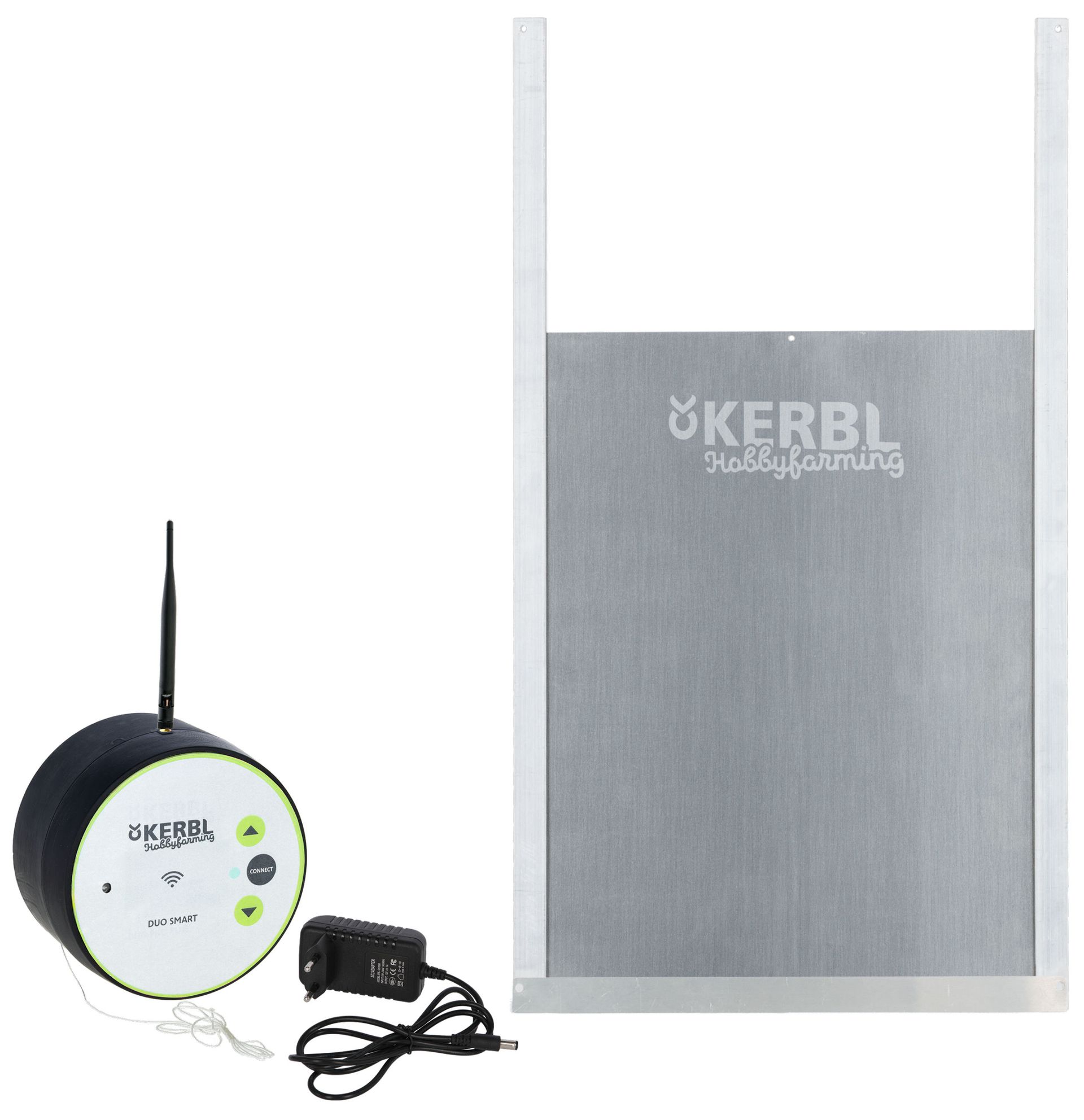 Ușă automată coteț Kerbl control WiFi Duo Smart, cu ușă glisantă inclusă