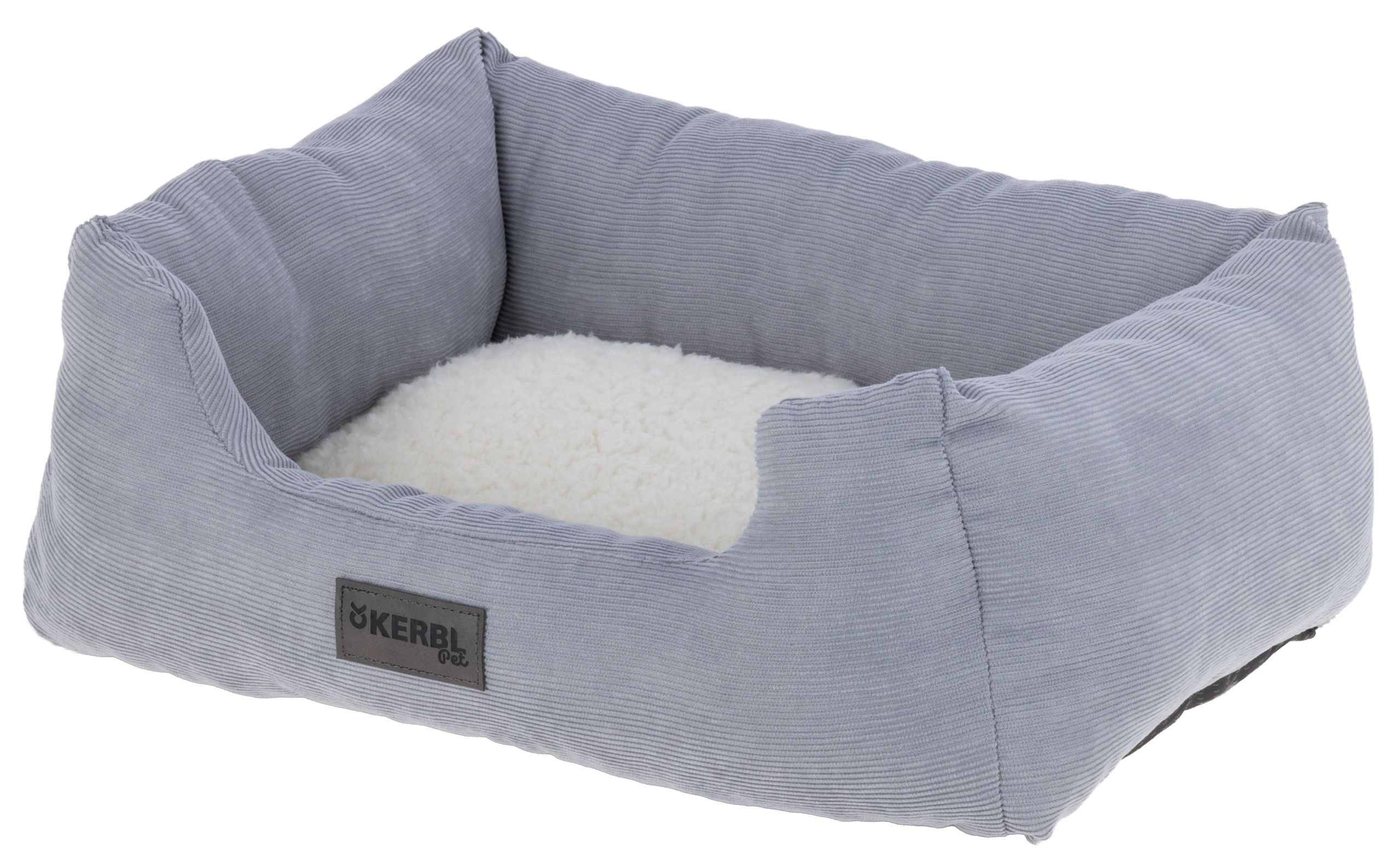 Kerbl Kuschelbett Zoe, Hundebett mit Rand, waschbar, grau-weiß